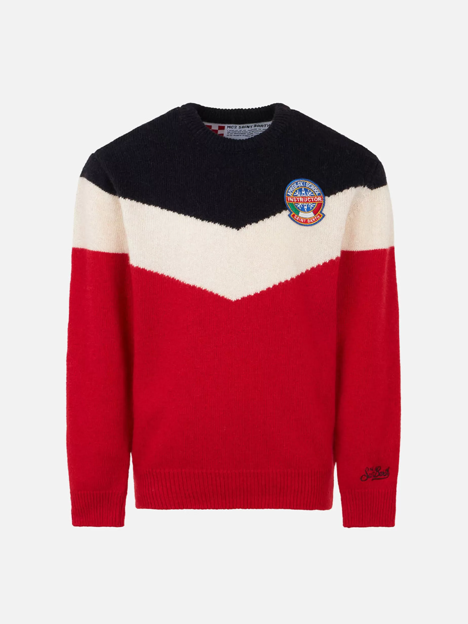 New Maglia da bambino rossa e blu con patch Bambino Maglieria
