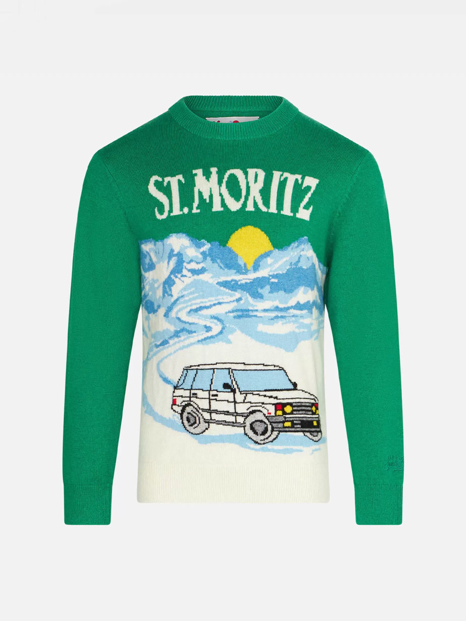 Outlet Maglia da bambino verde con stampa jacquard St. Moritz Bambino Maglieria | Maglieria