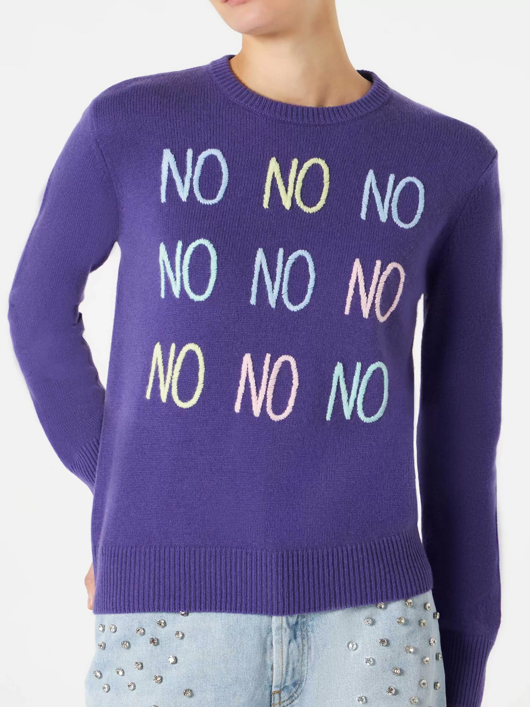 Discount Maglia da donna con ricamo NO NO NO Donna Maglieria