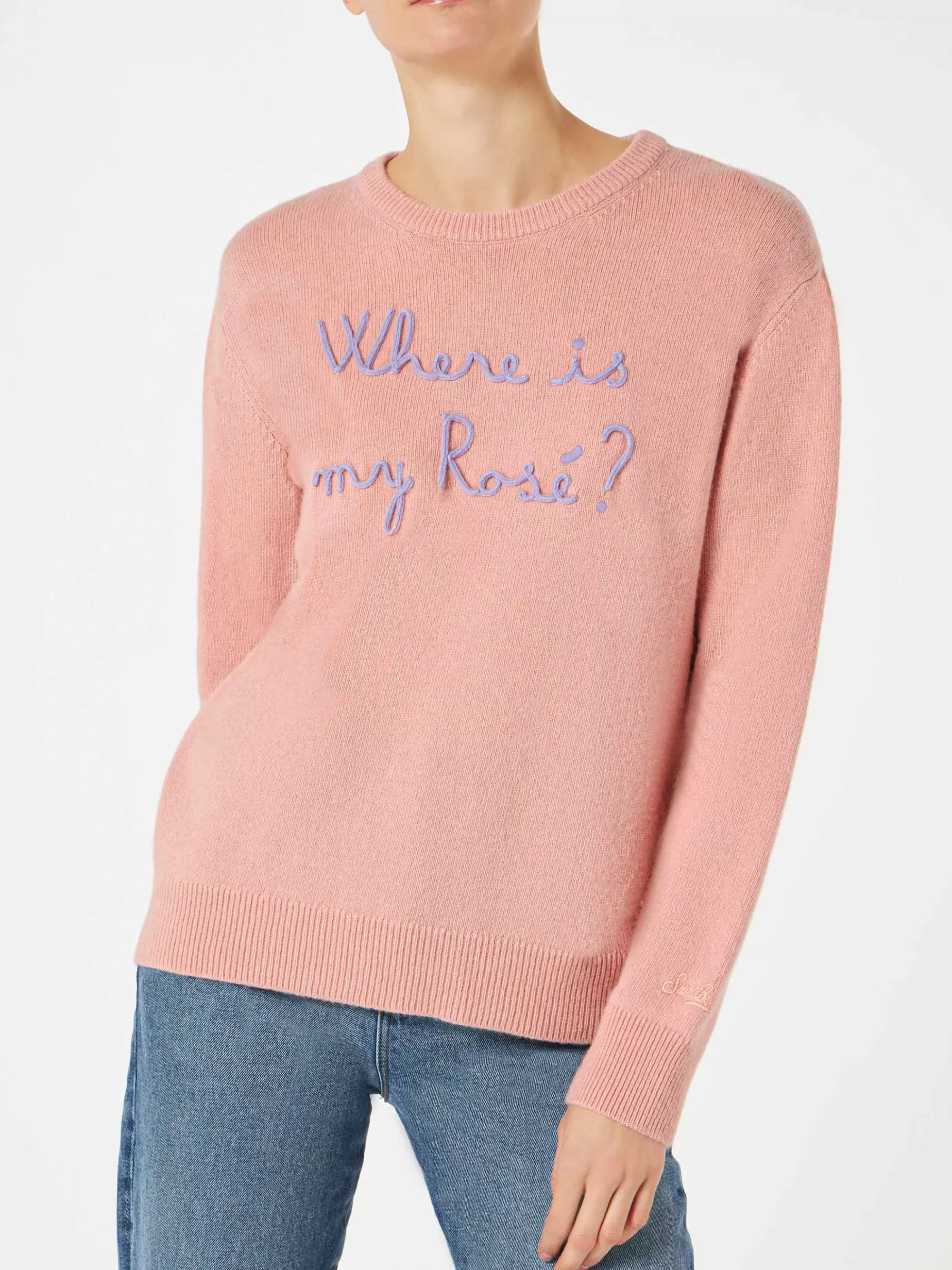 Shop Maglia da donna con ricamo Where is my Rosé? Donna Maglieria