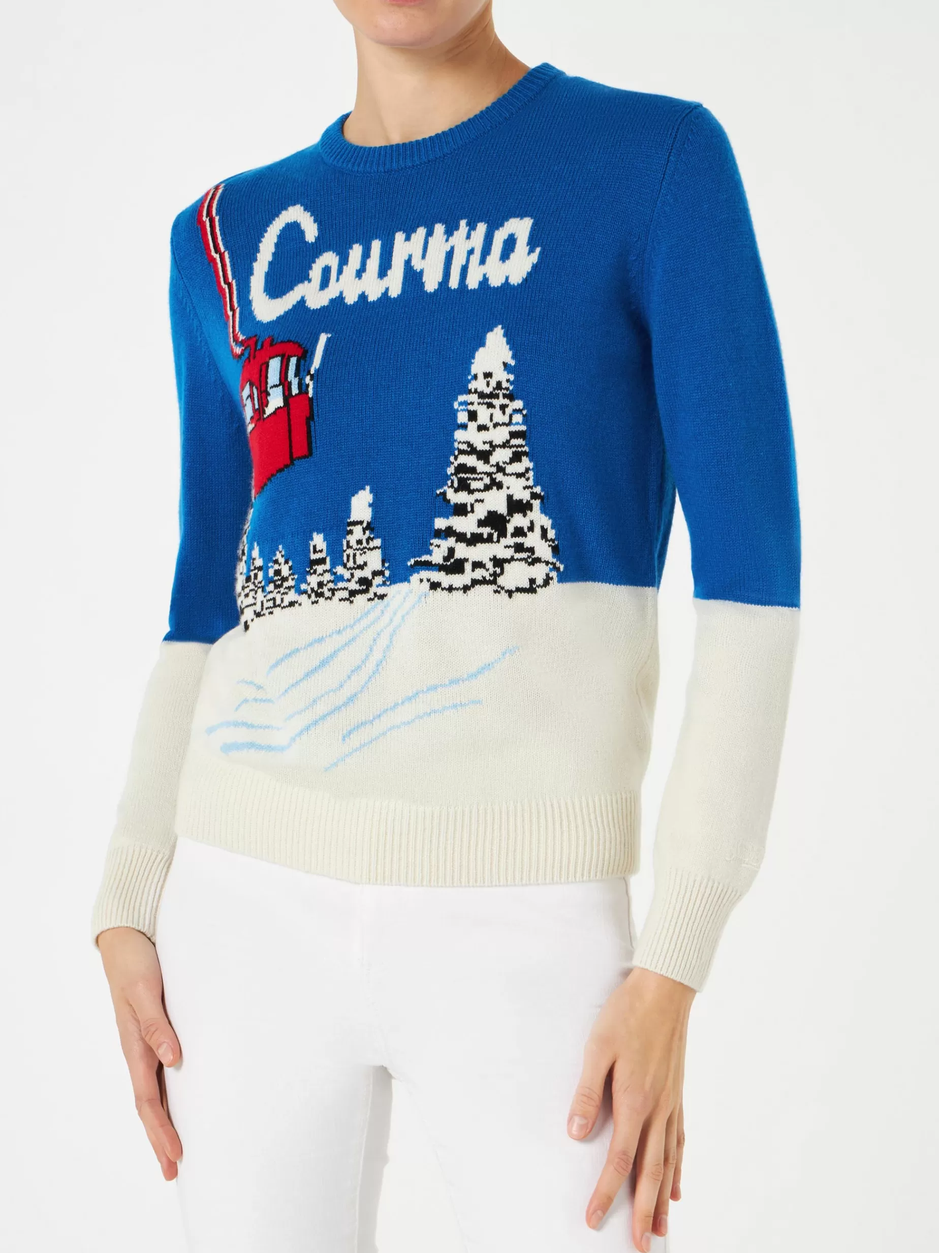 New Maglia da donna con stampa cartoline vintage Courma Donna Maglieria
