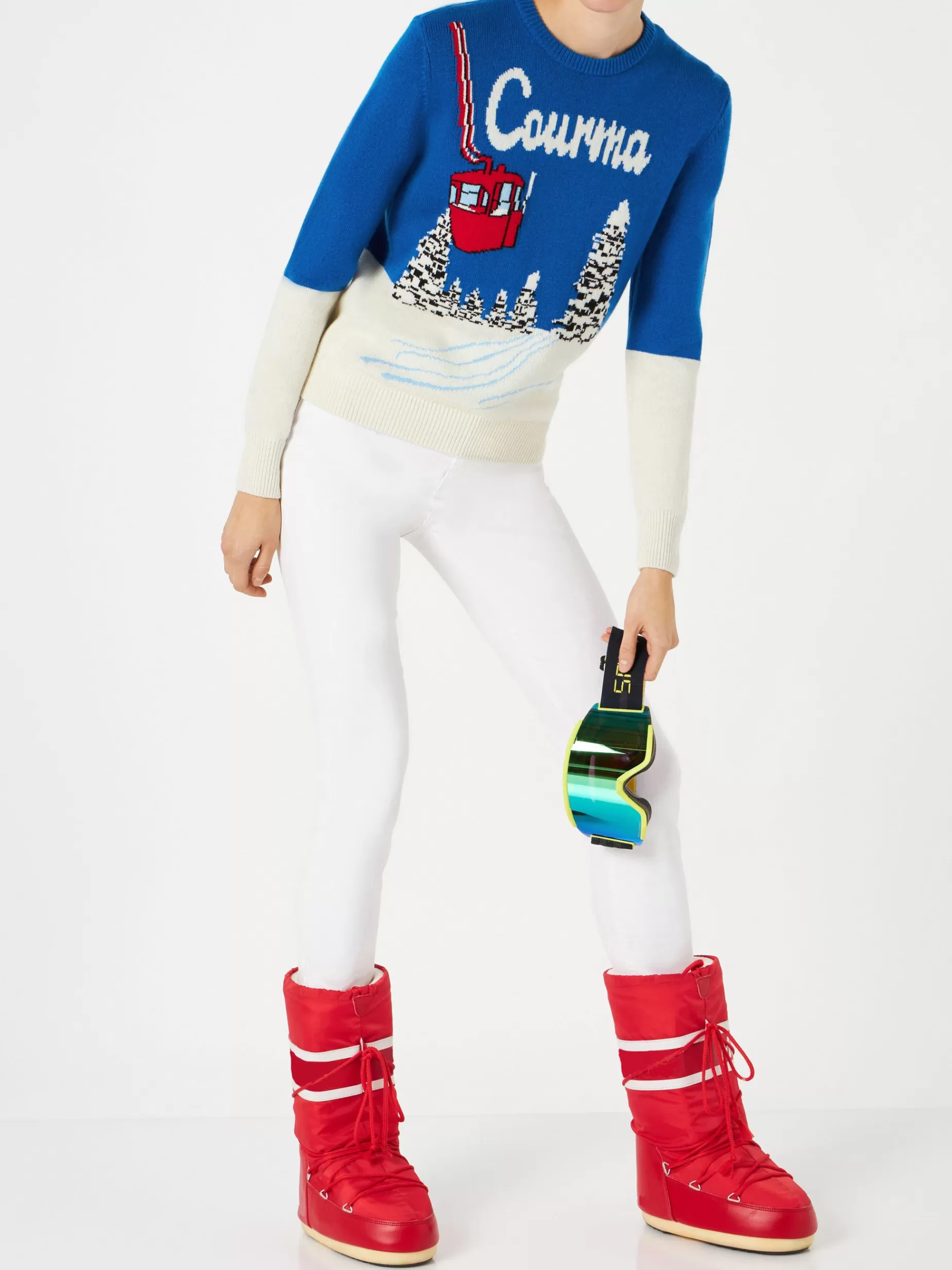 New Maglia da donna con stampa cartoline vintage Courma Donna Maglieria