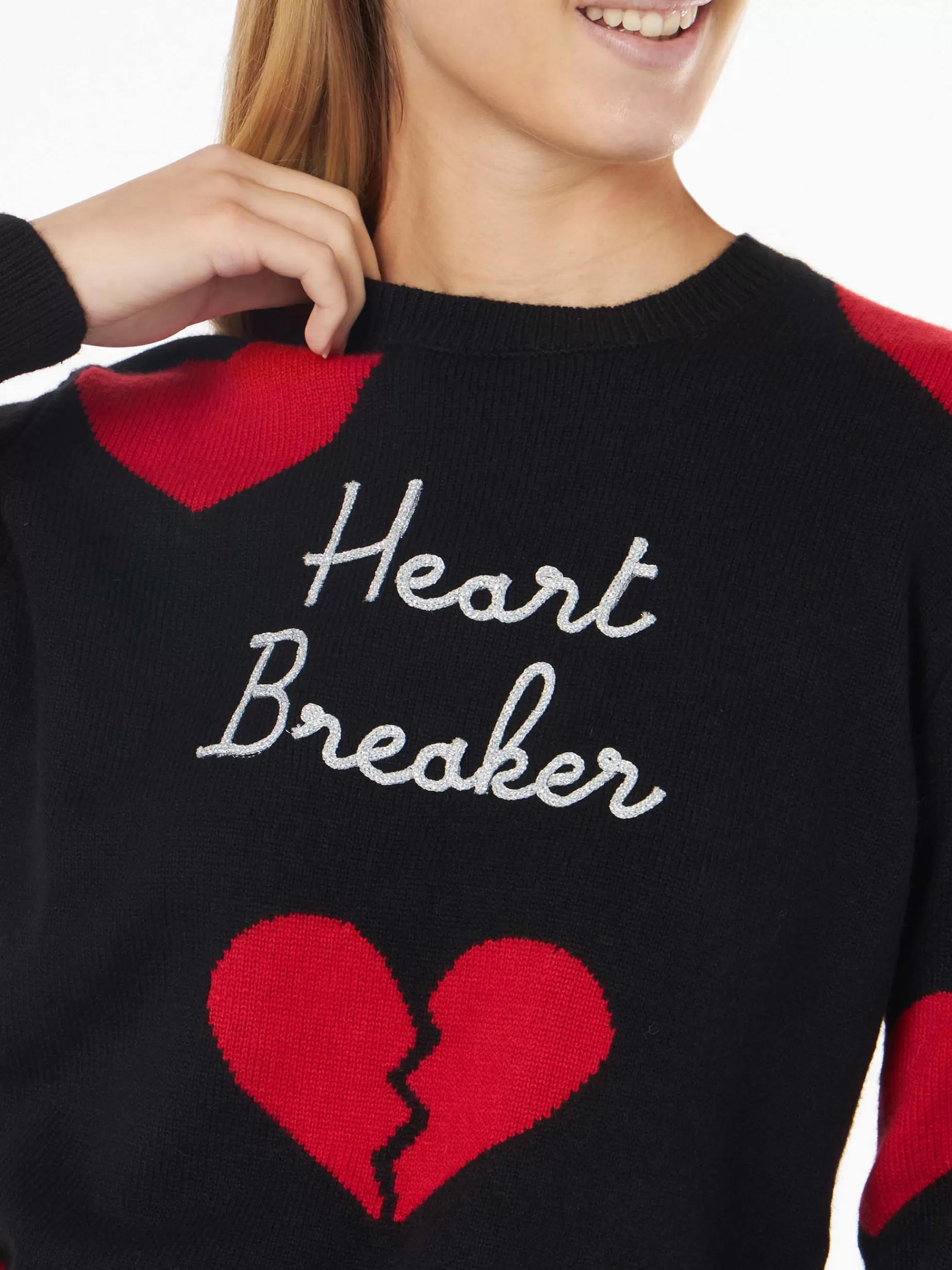 Store Maglia da donna girocollo con ricamo Heart Breaker Donna Maglieria