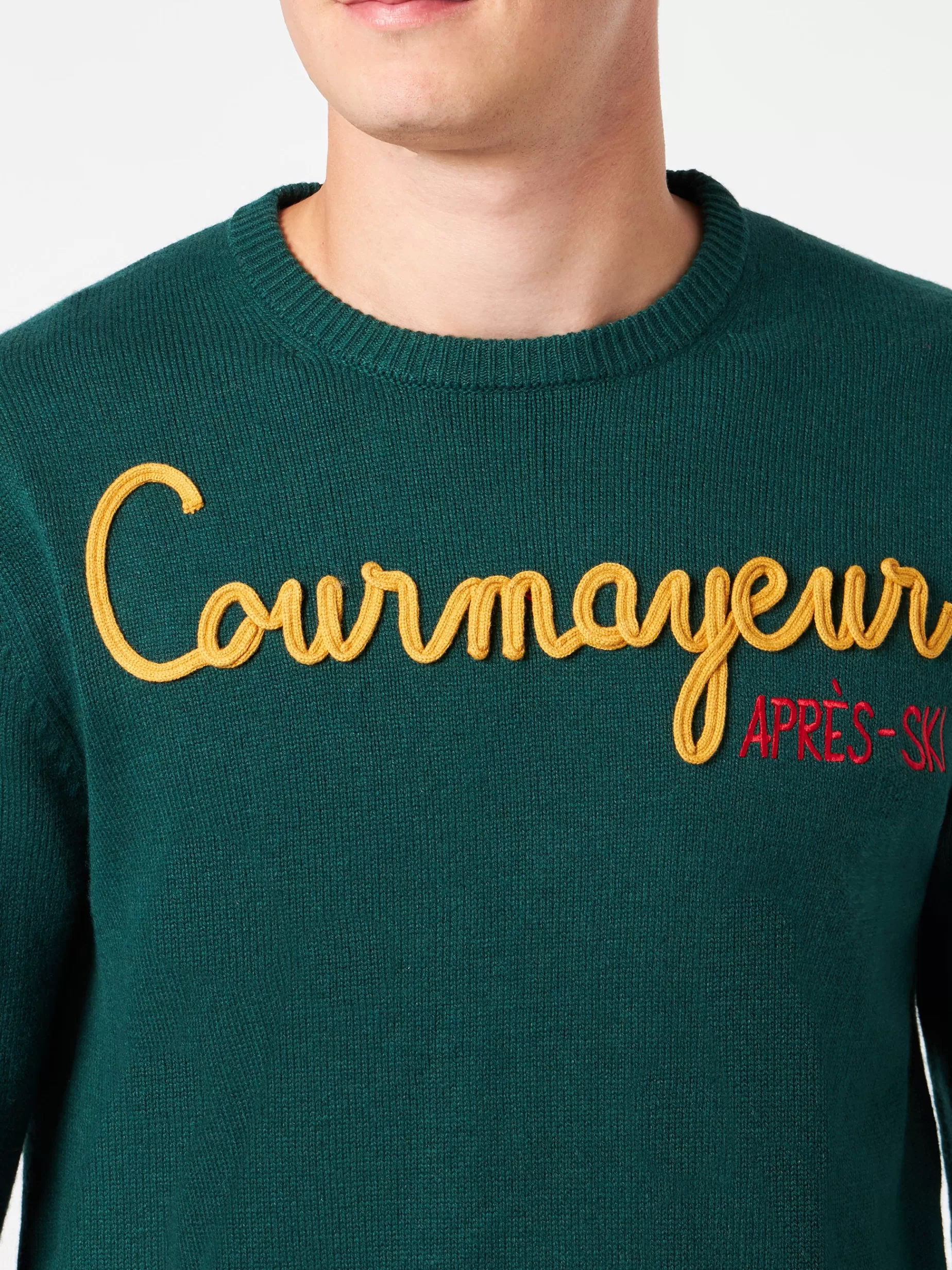 Best Maglia da uomo girocollo con ricamo Courmayeur Après Ski Uomo Maglieria