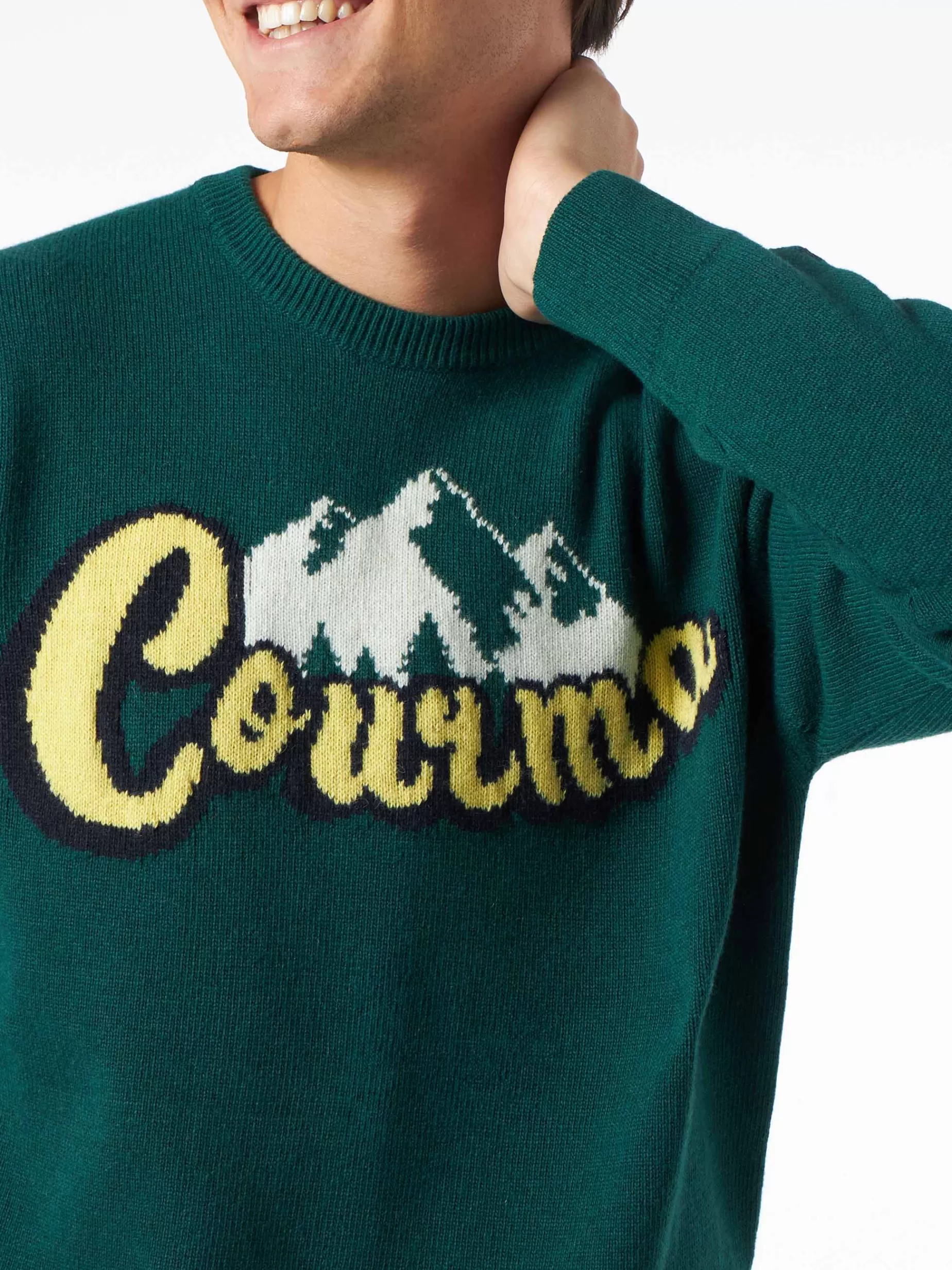 Best Maglia da uomo girocollo con stampa jacquard monti di Courma Uomo Maglieria