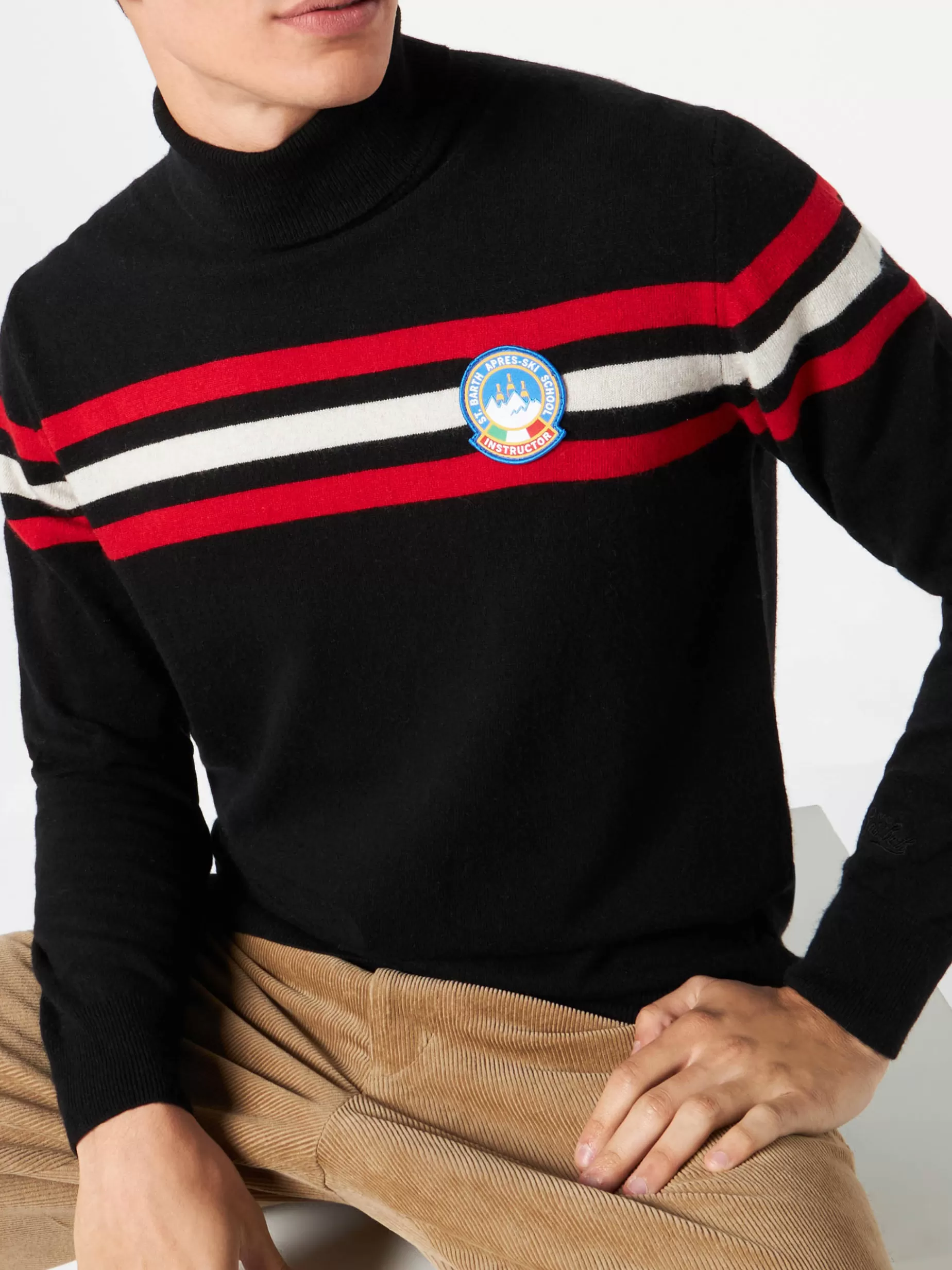 Best Maglia dolcevita in misto cashmere con patch Uomo Maglieria