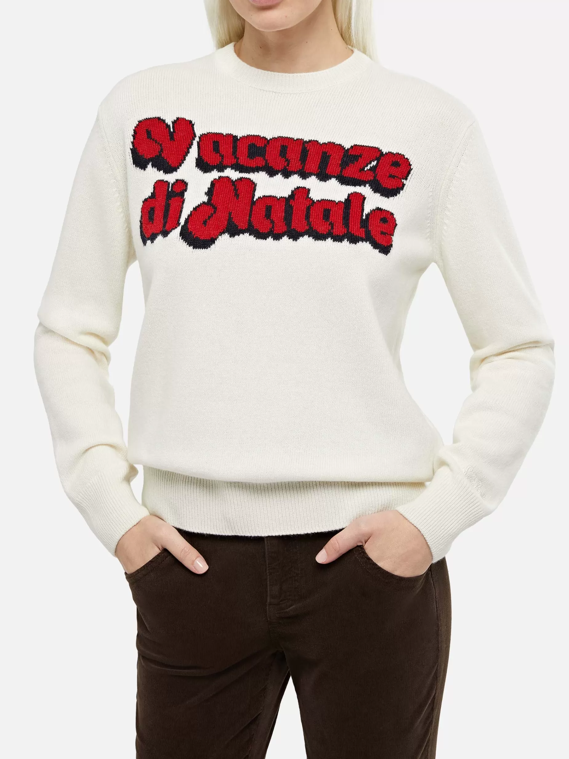 Fashion Maglione bianco da donna New Queen con jacquard Vacanze di Natale | VACANZE DI NATALE EDIZIONE SPECIALE | PREORDINE PREORDINE con spedizione dal 13 dicembre Donna Maglieria | Maglieria