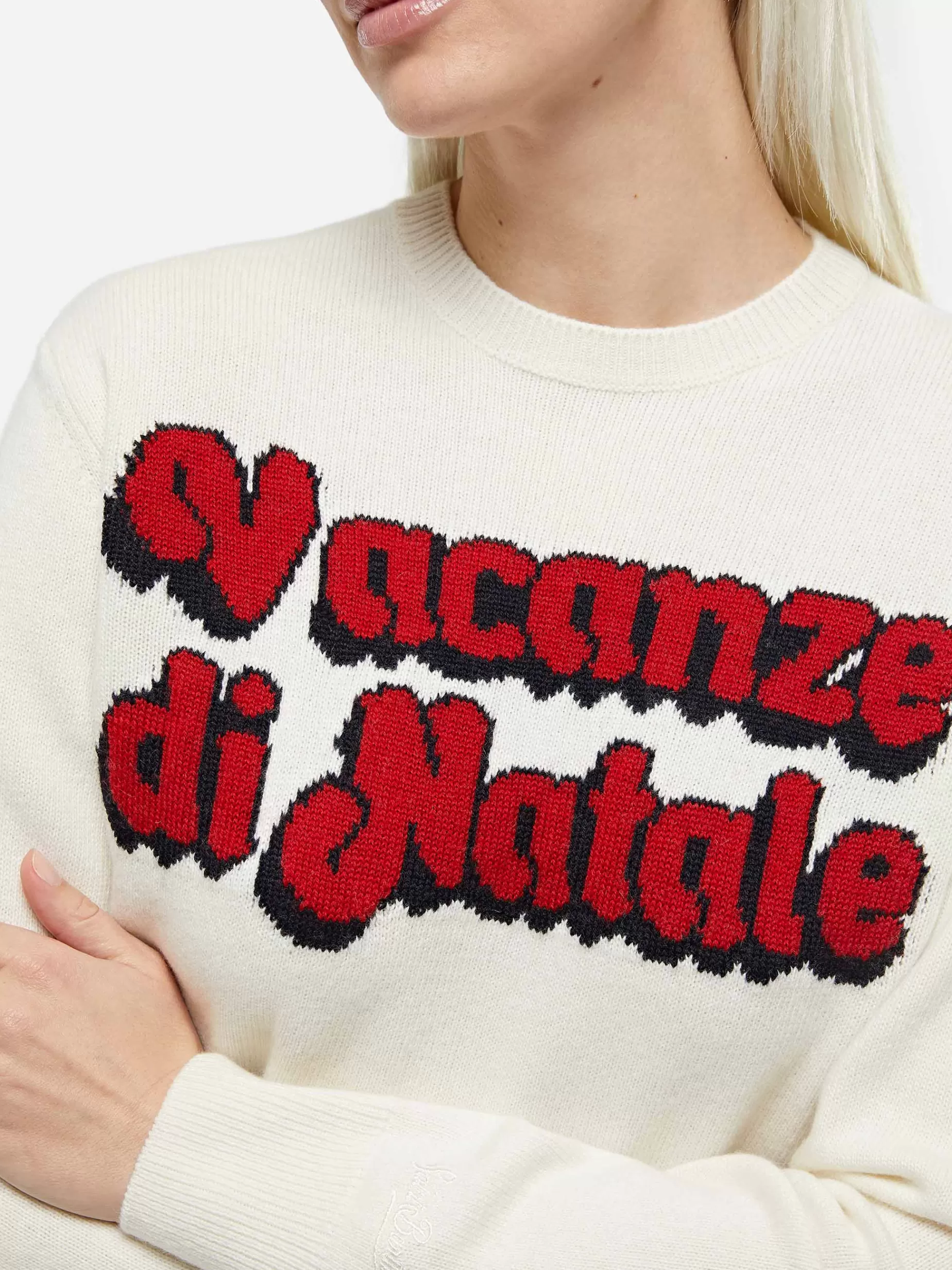 Fashion Maglione bianco da donna New Queen con jacquard Vacanze di Natale | VACANZE DI NATALE EDIZIONE SPECIALE | PREORDINE PREORDINE con spedizione dal 13 dicembre Donna Maglieria | Maglieria