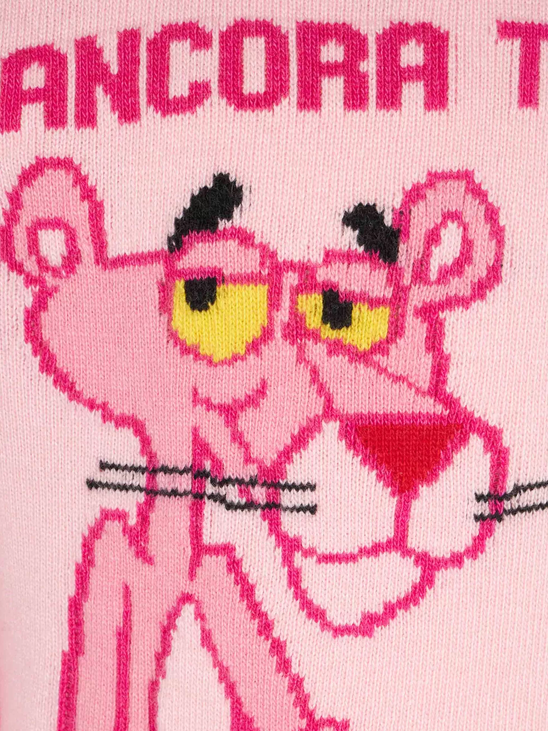 Outlet Maglione da bambina a girocollo rosa con Pantera Rosa Ancora Tu? Stampa | EDIZIONE SPECIALE LA PANTERA ROSA Maglieria | Maglieria