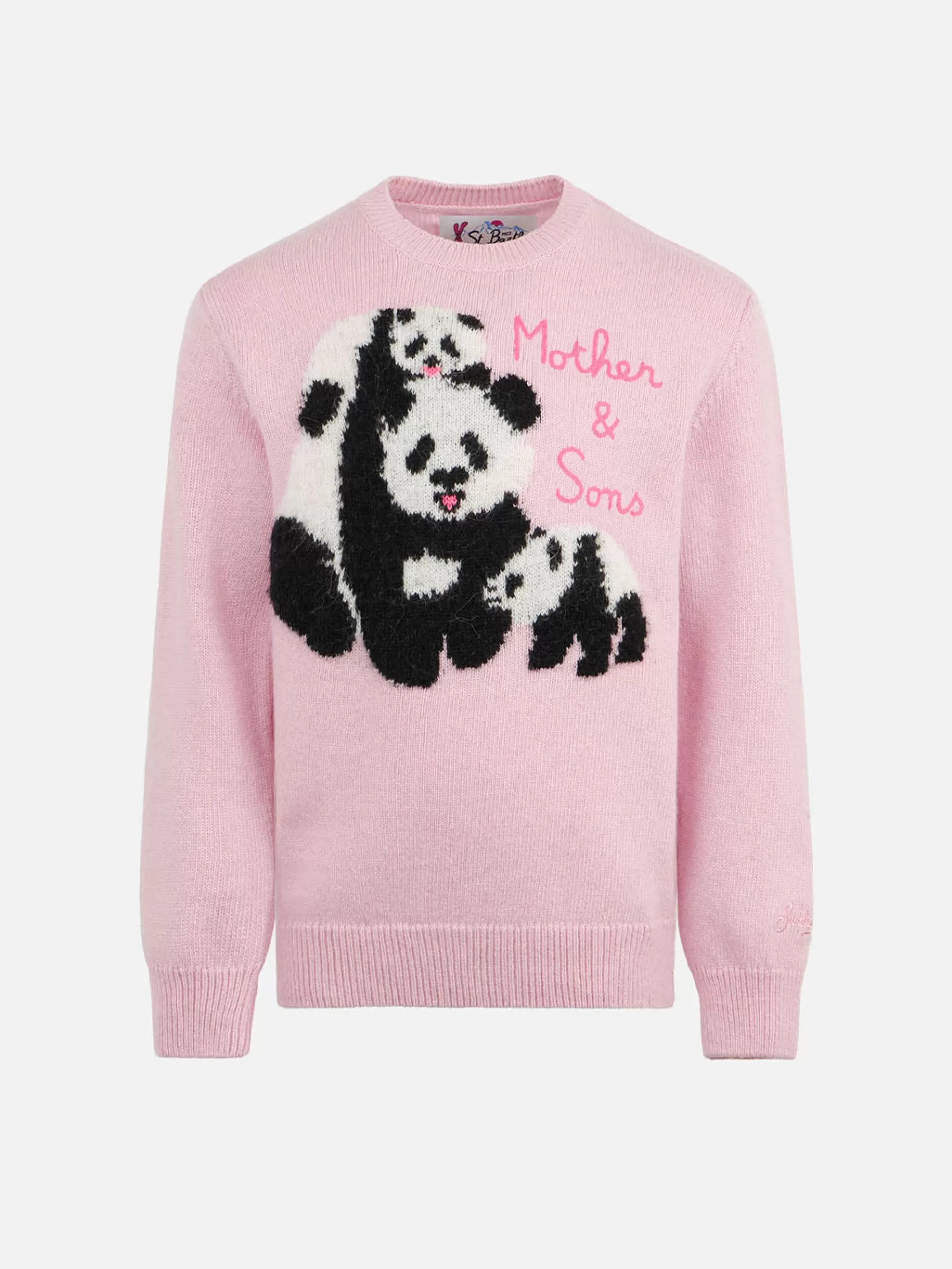 Sale Maglione da bambina a girocollo rosa con ricamo Mother & Sons Maglieria | Maglieria