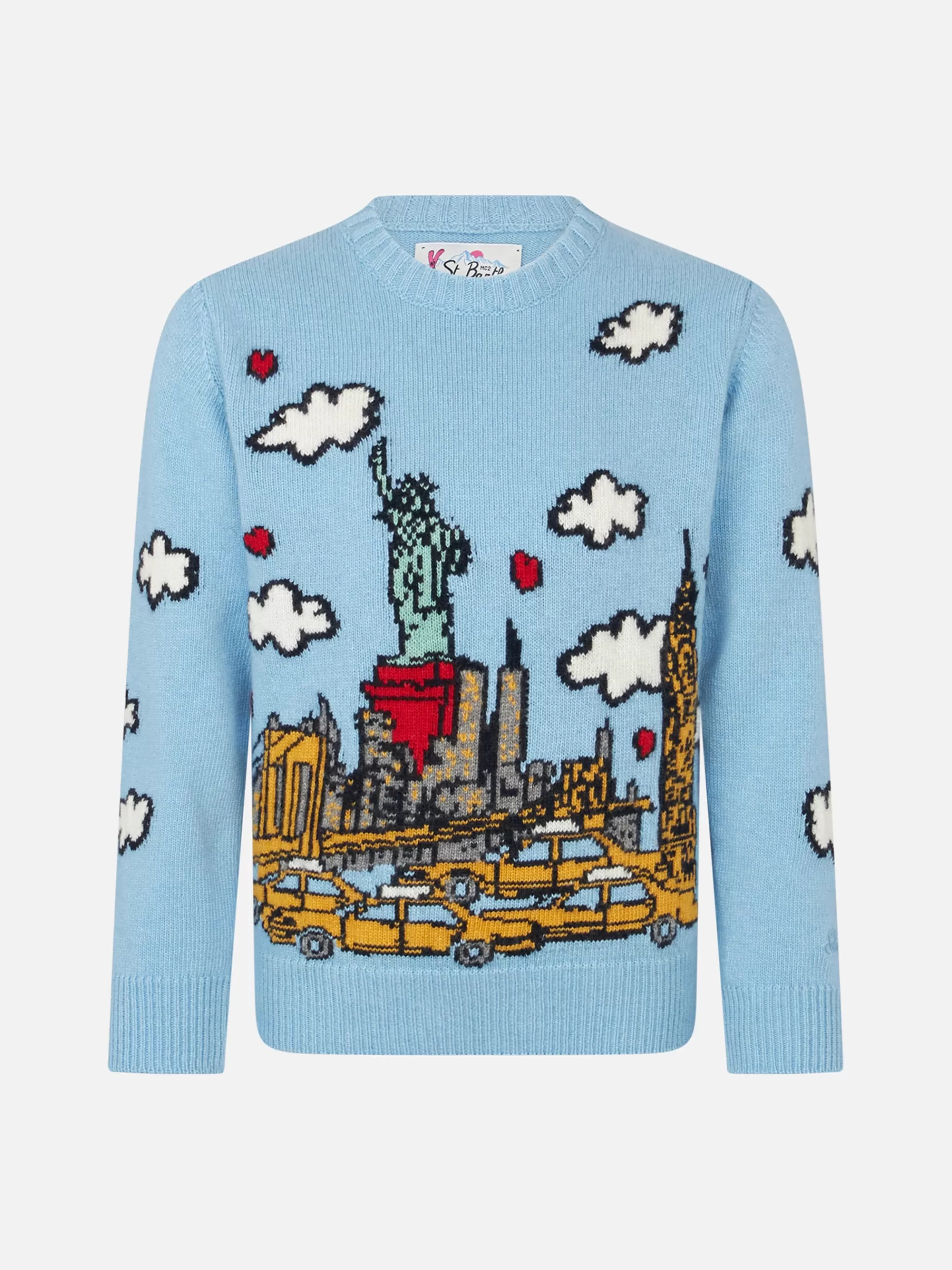 Hot Maglione da bambina con jacquard New York postcard Maglieria | Maglieria