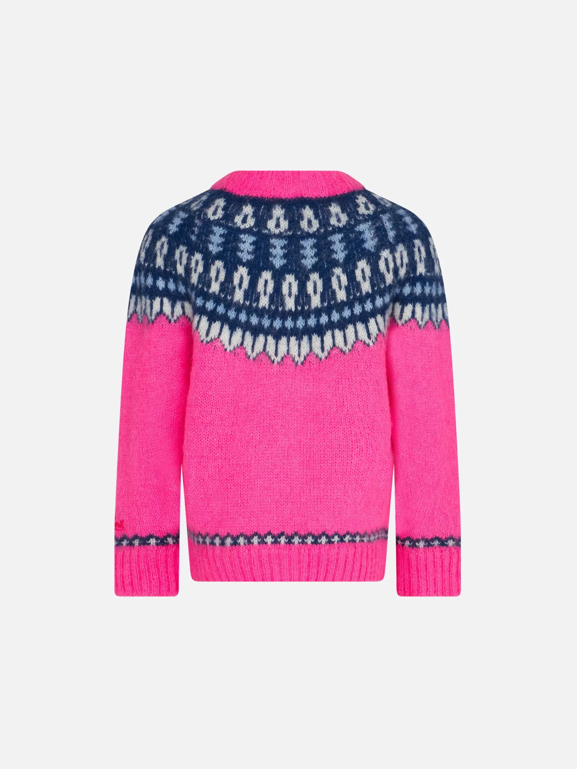 Hot Maglione da bambina girocollo garzata con jacquard nordico Maglieria | Maglieria