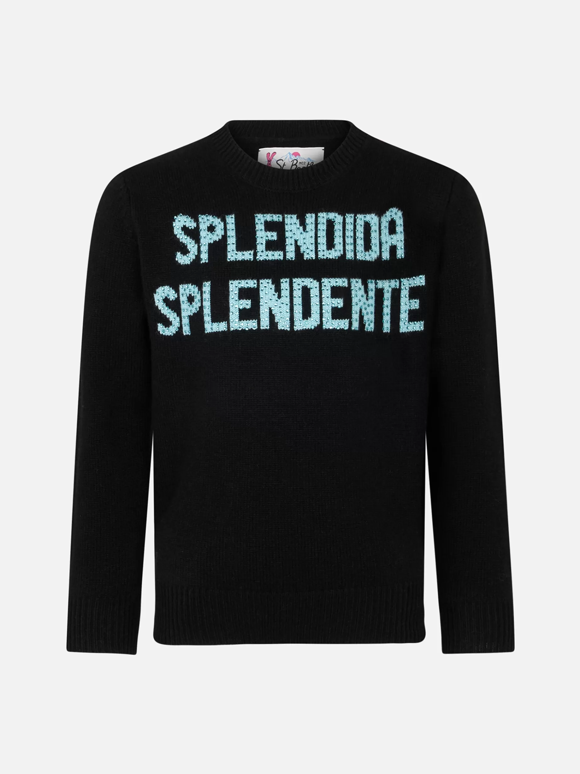 Sale Maglione da bambina nero con strass Splendida Splendente | EDIZIONE SPECIALE DI NIKI DJ Maglieria | Maglieria