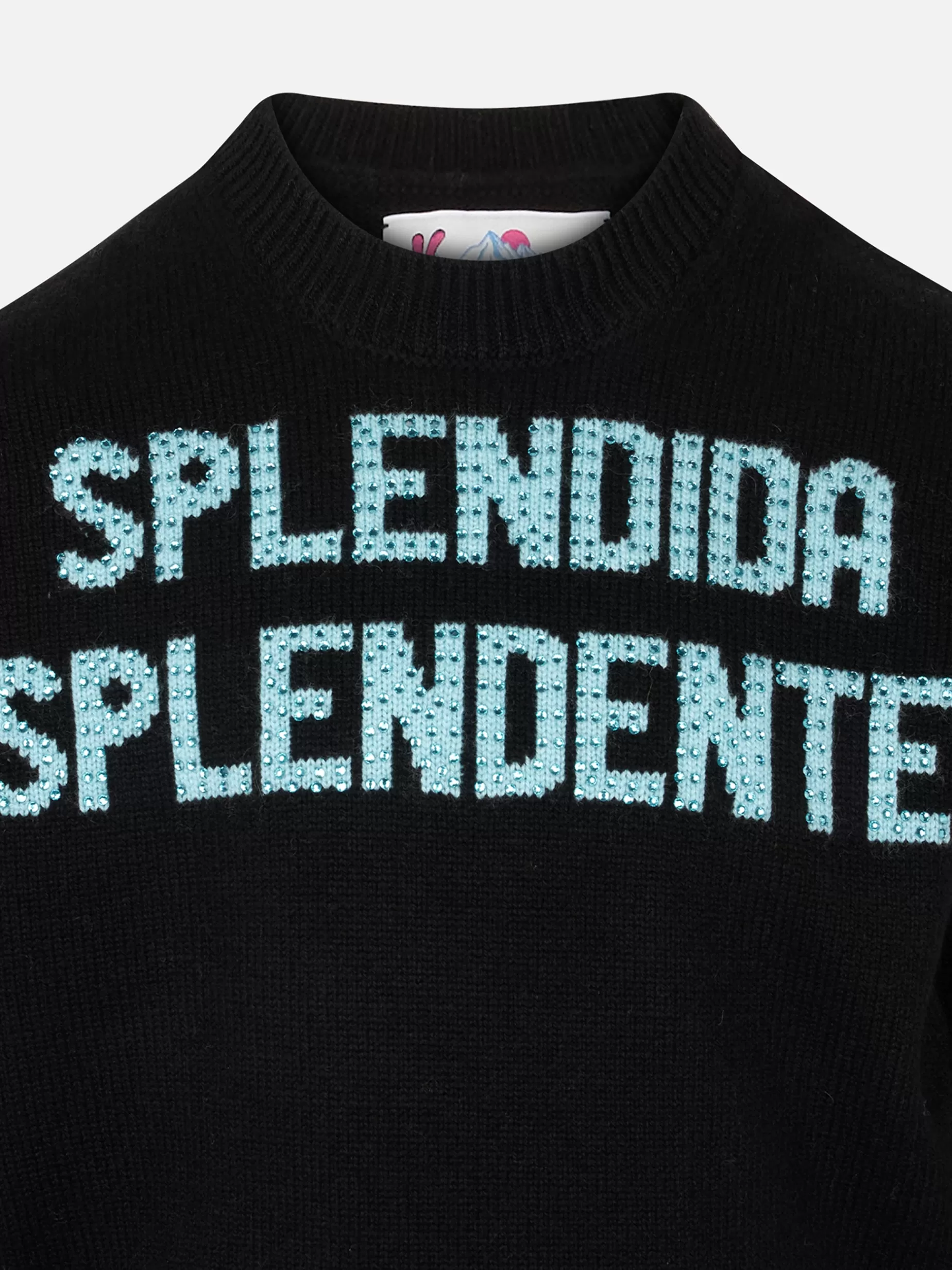 Sale Maglione da bambina nero con strass Splendida Splendente | EDIZIONE SPECIALE DI NIKI DJ Maglieria | Maglieria