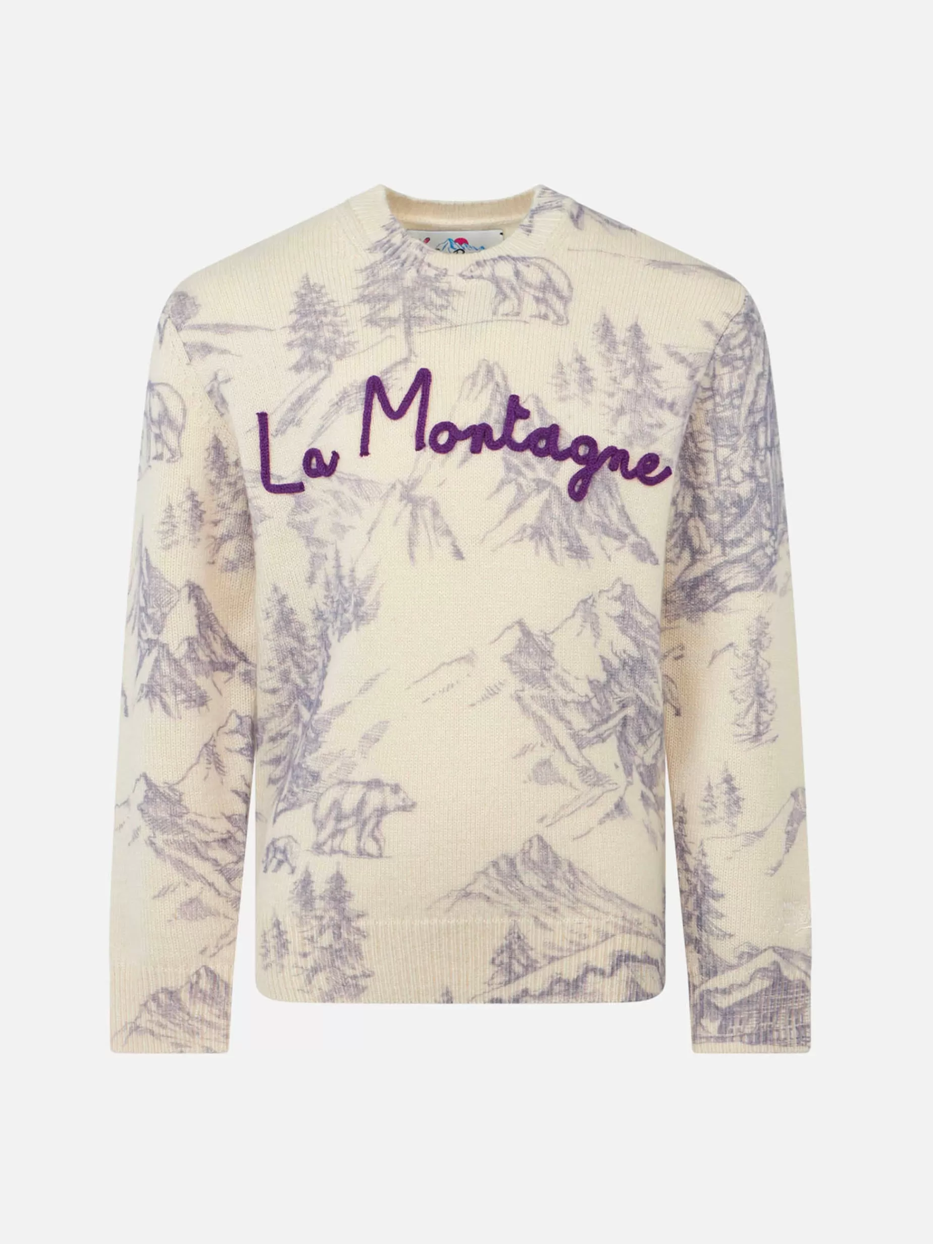 Shop Maglione da bambina toile de jouy a girocollo con ricamo La Montagne Maglieria | Maglieria