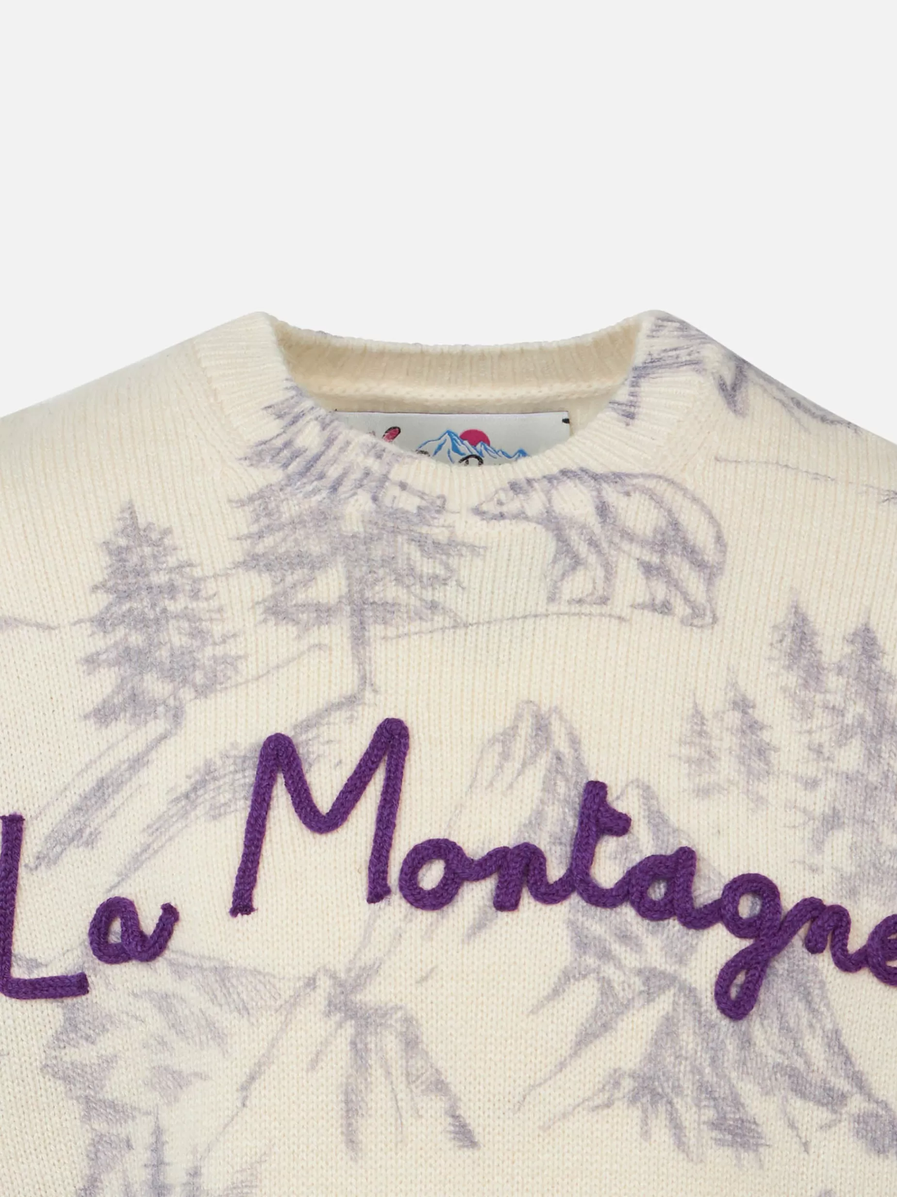 Shop Maglione da bambina toile de jouy a girocollo con ricamo La Montagne Maglieria | Maglieria