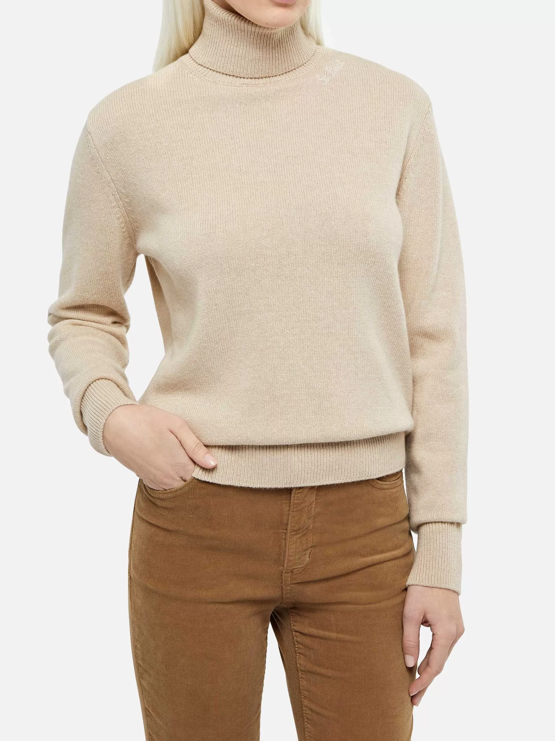 Shop Maglione da donna beige Moody a costine sottili Donna Maglieria