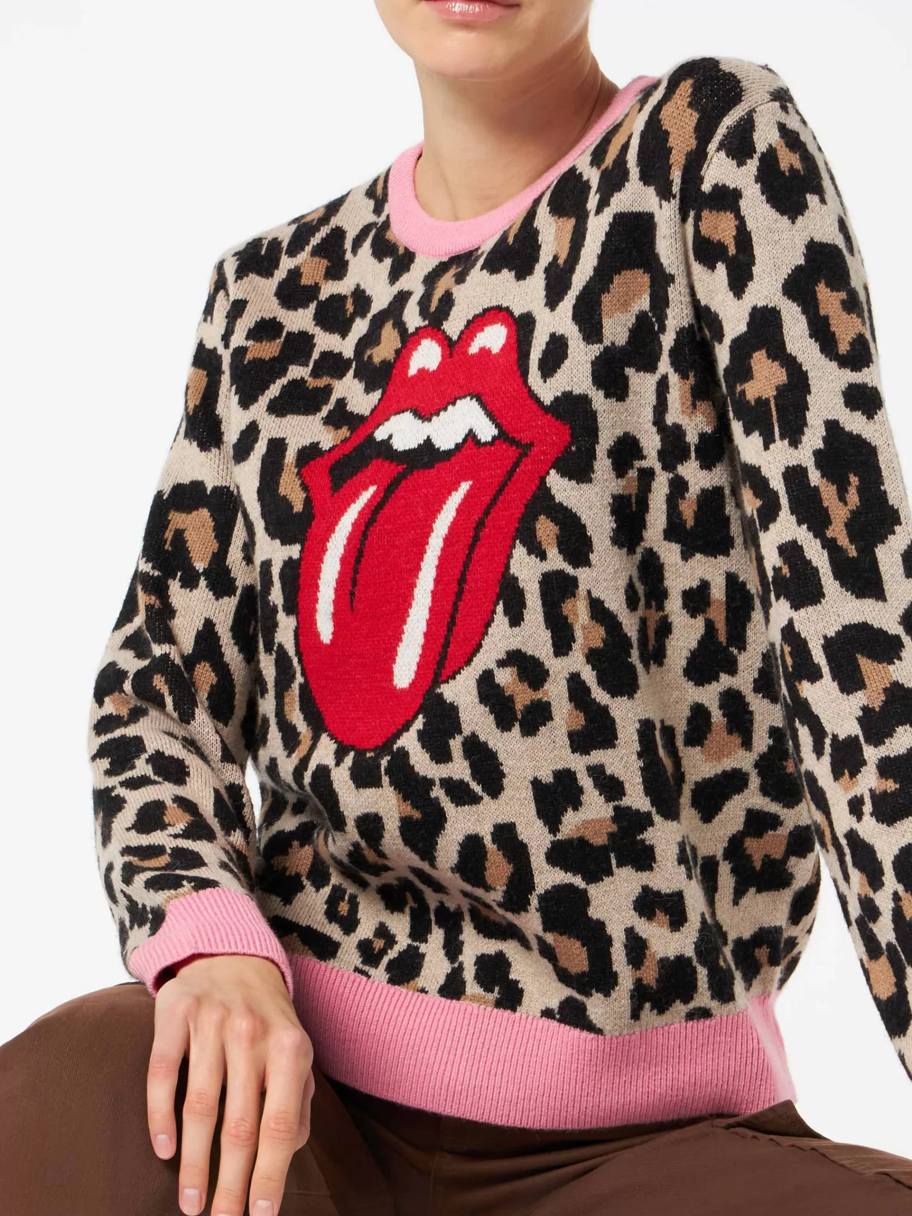 Discount Maglione da donna con jacquard animalier | EDIZIONE SPECIALE ROLLING STONES® Donna Maglieria