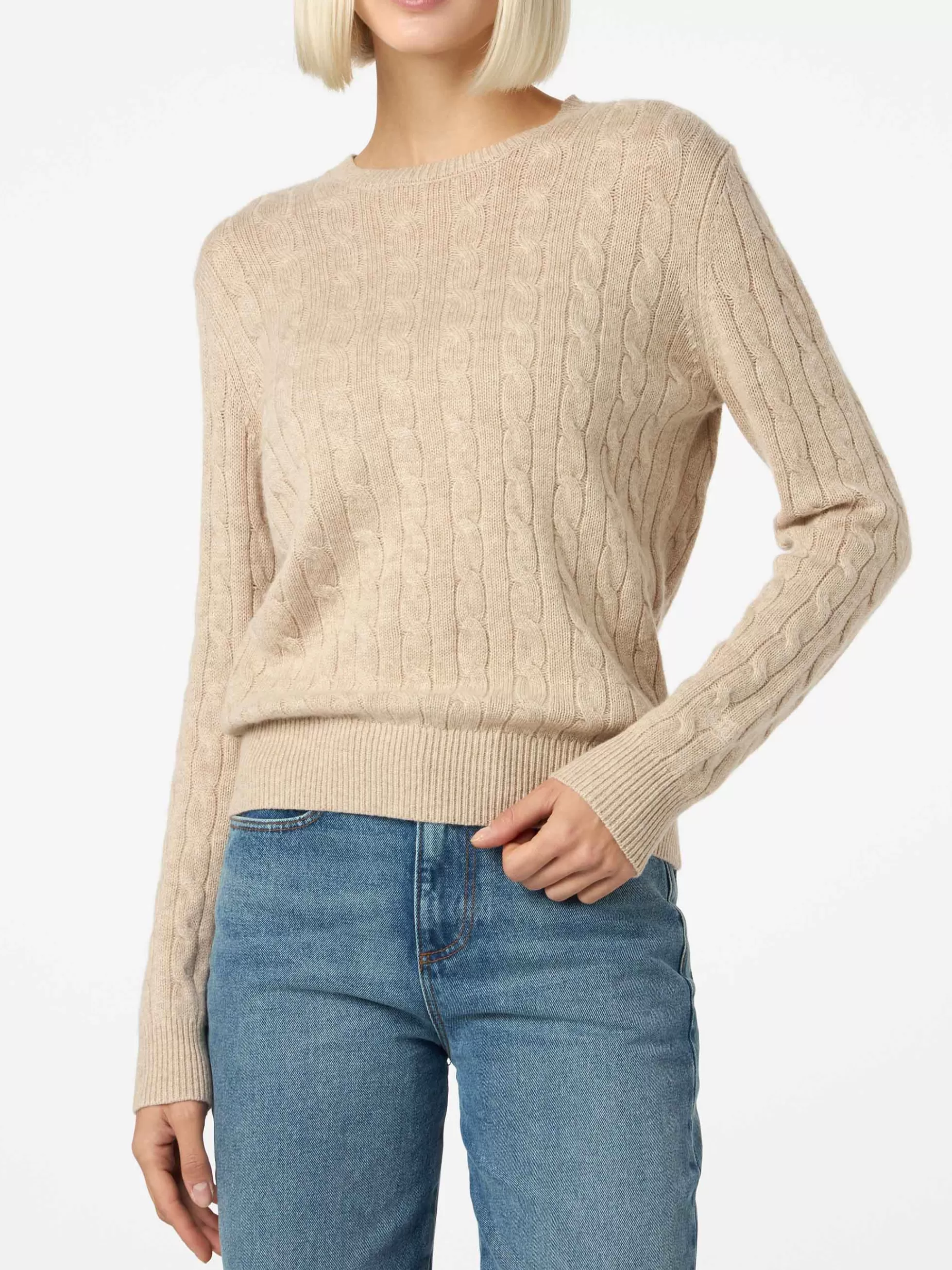 Shop Maglione da donna in misto cashmere beige Sorbonne Donna Maglieria