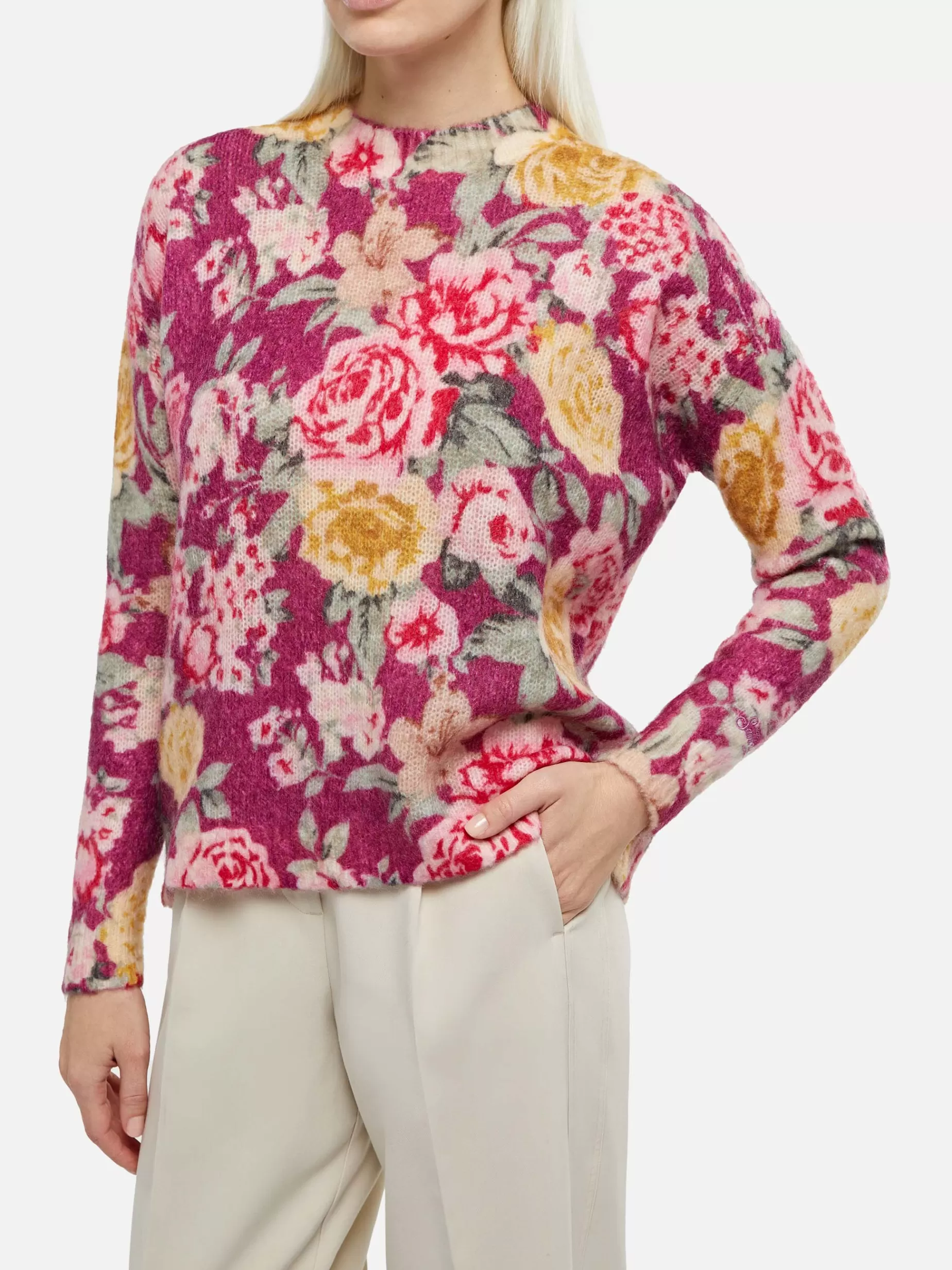 Shop Maglione da donna misto cashmere Louise con stampa floreale Donna Maglieria