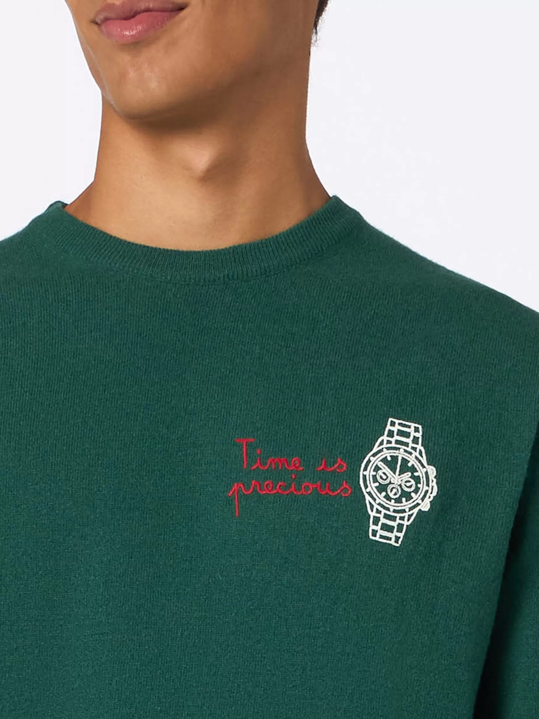 Best Maglione da uomo verde Heron con ricamo Money time Uomo Maglieria