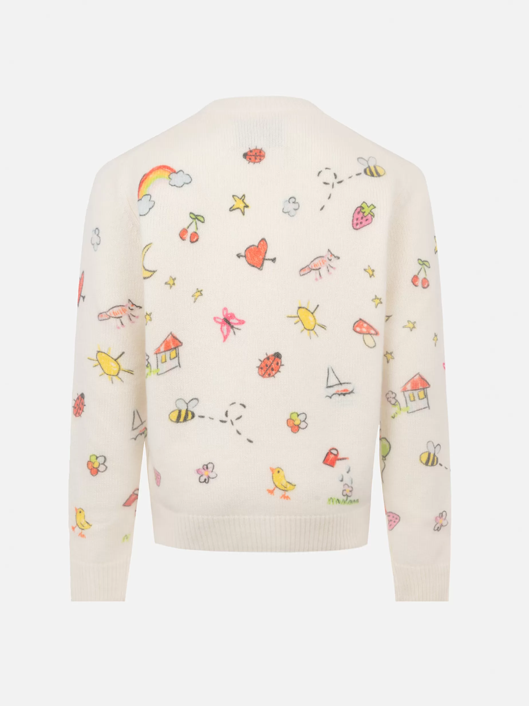 Best Maglione girocollo bianco da bambina Princess con stampa Saint Barth sketch Maglieria