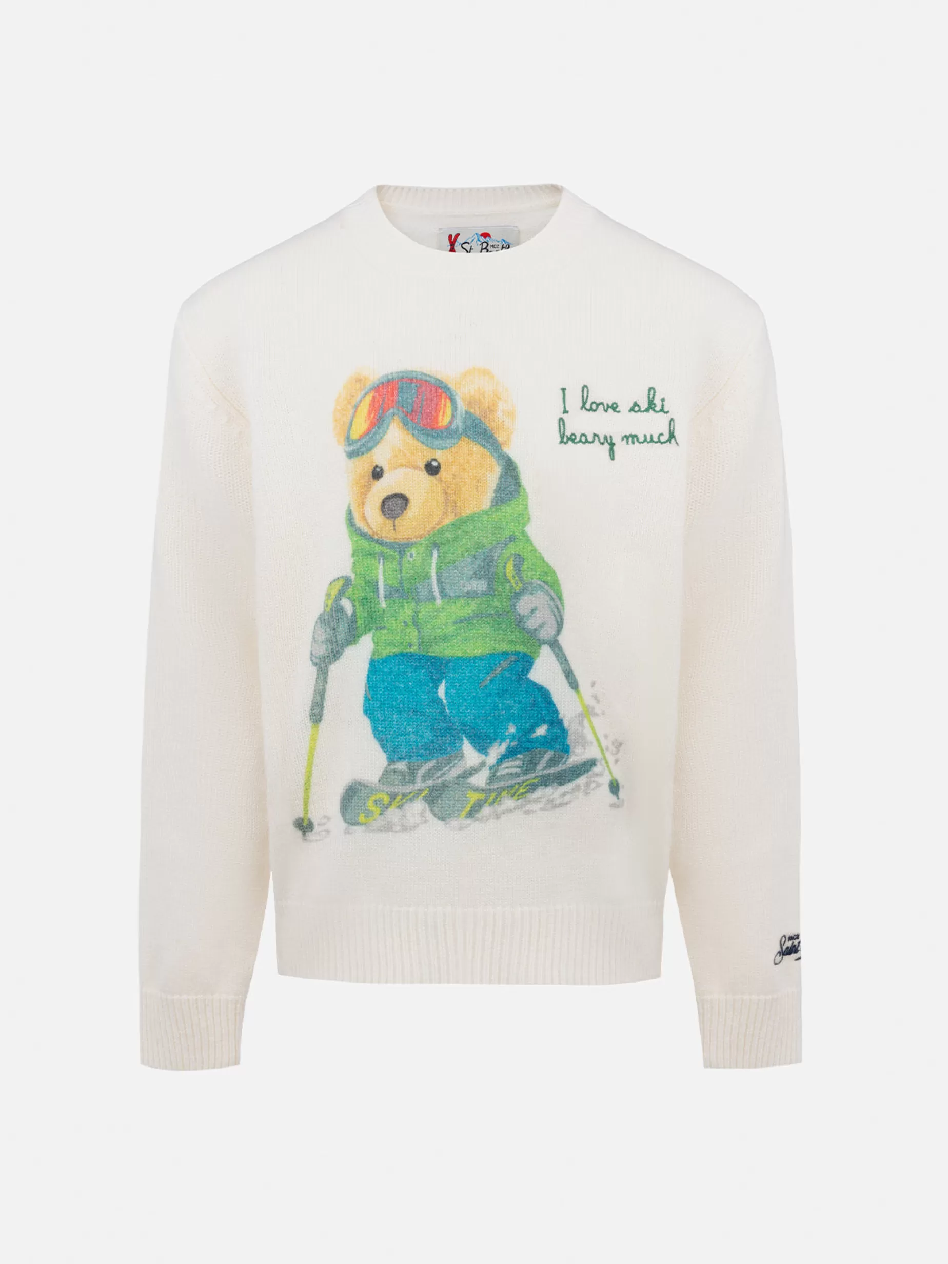 Cheap Maglione girocollo bianco da bambino Douglas con ricamo I Love Ski Beary Much Bambino Maglieria