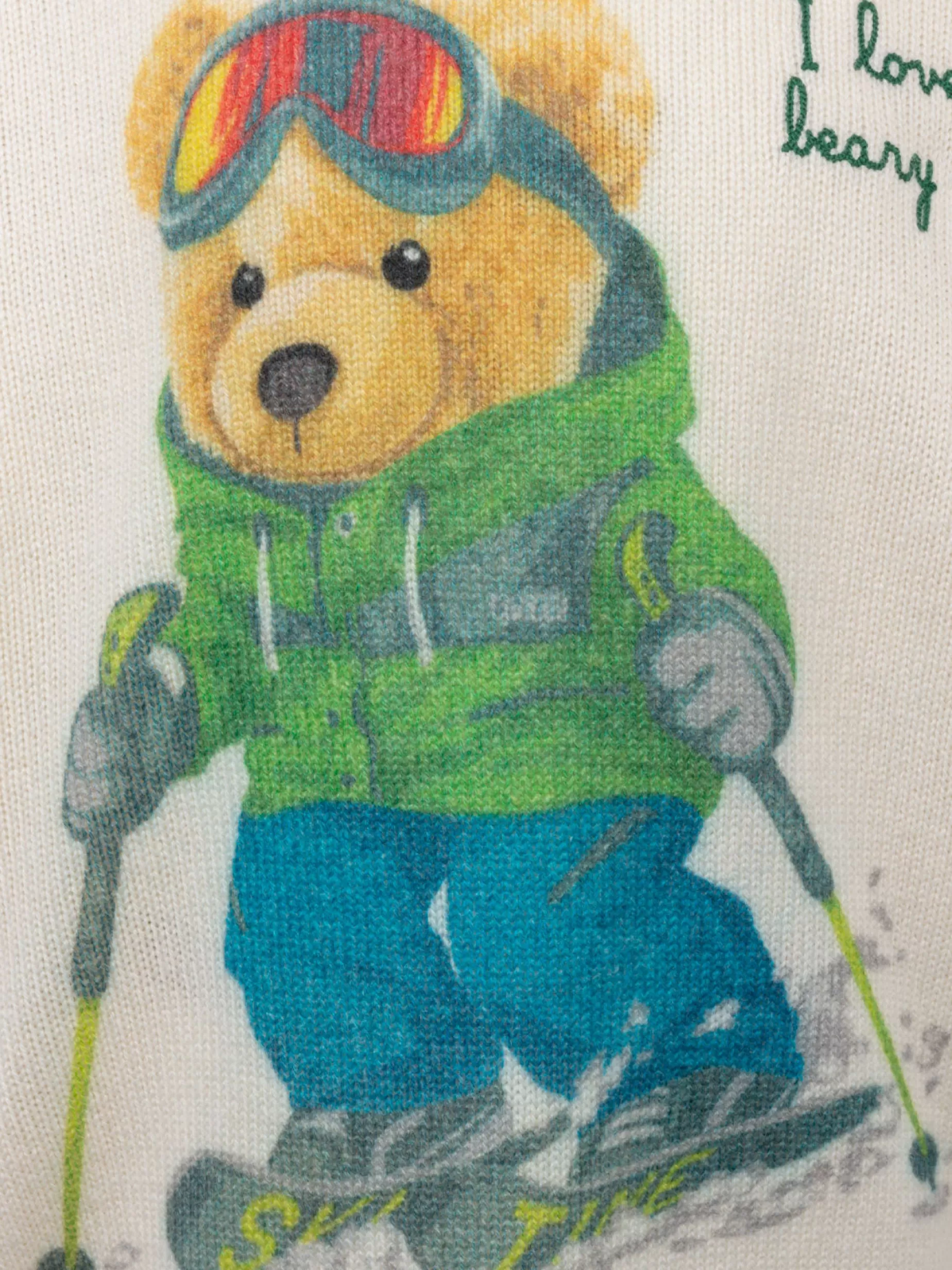 Cheap Maglione girocollo bianco da bambino Douglas con ricamo I Love Ski Beary Much Bambino Maglieria
