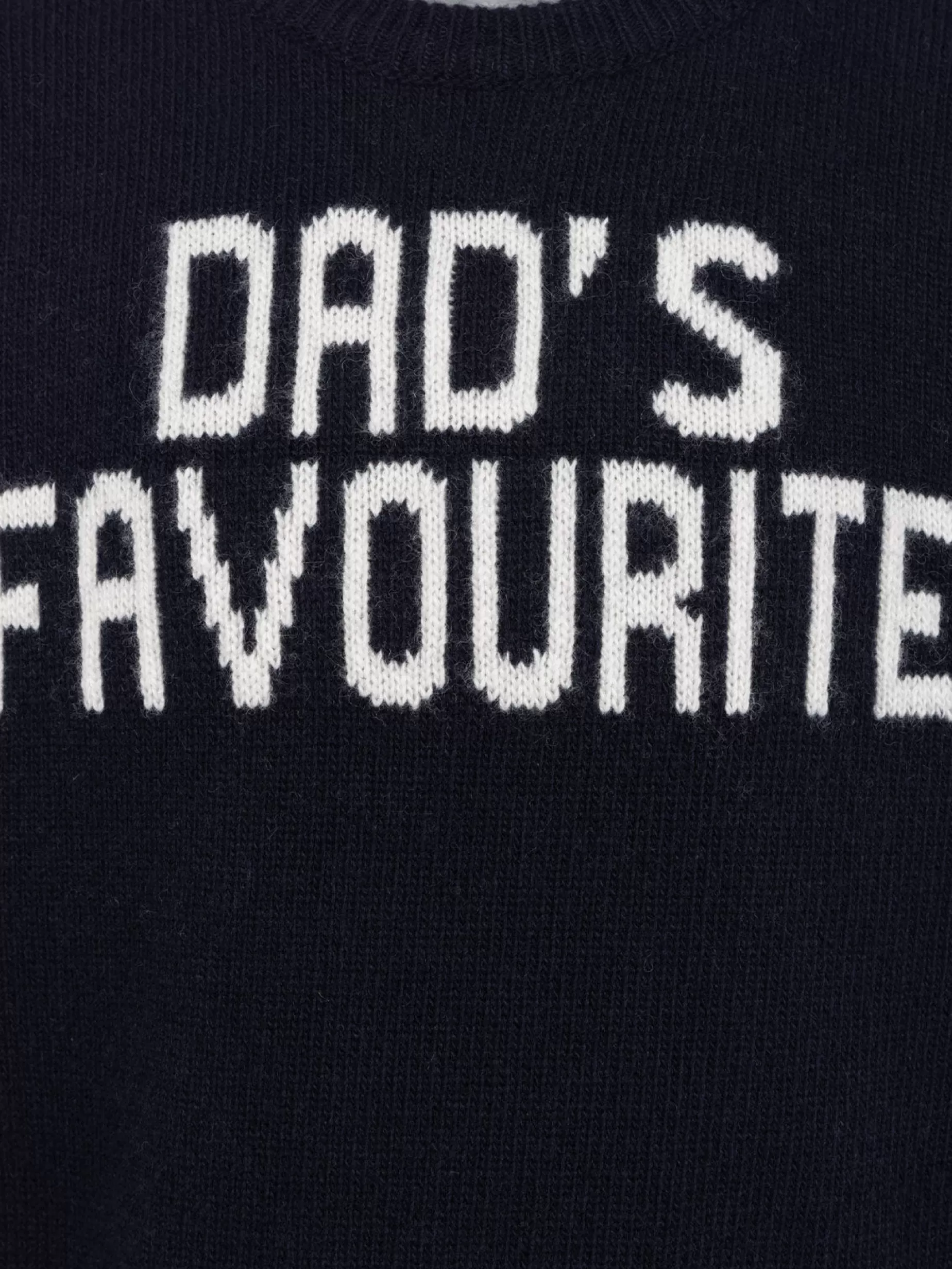 Sale Maglione girocollo blu da bambino Douglas con la stampa preferita di papà Bambino Maglieria
