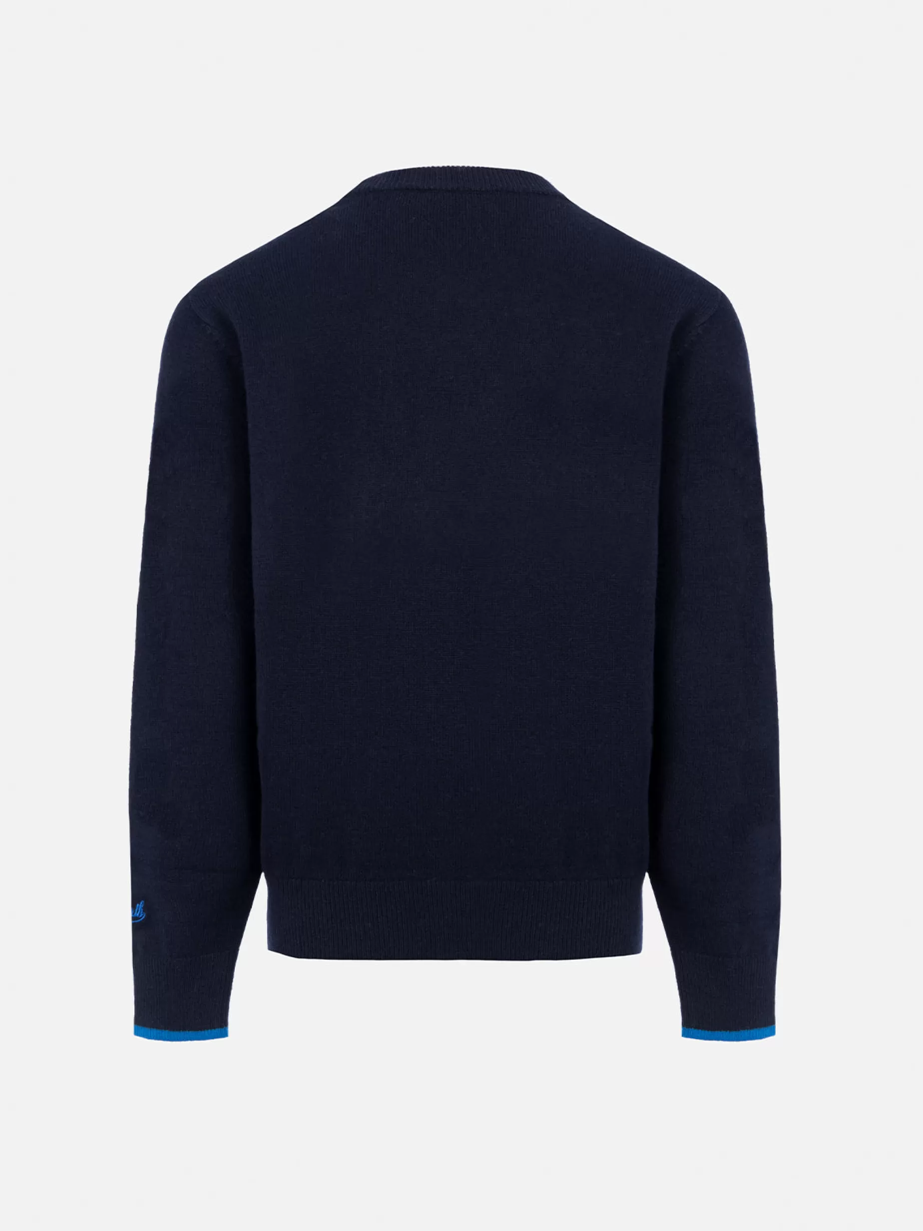 Hot Maglione girocollo blu da bambino Douglas Light con ricamo Pasta lover Bambino Maglieria | Maglieria