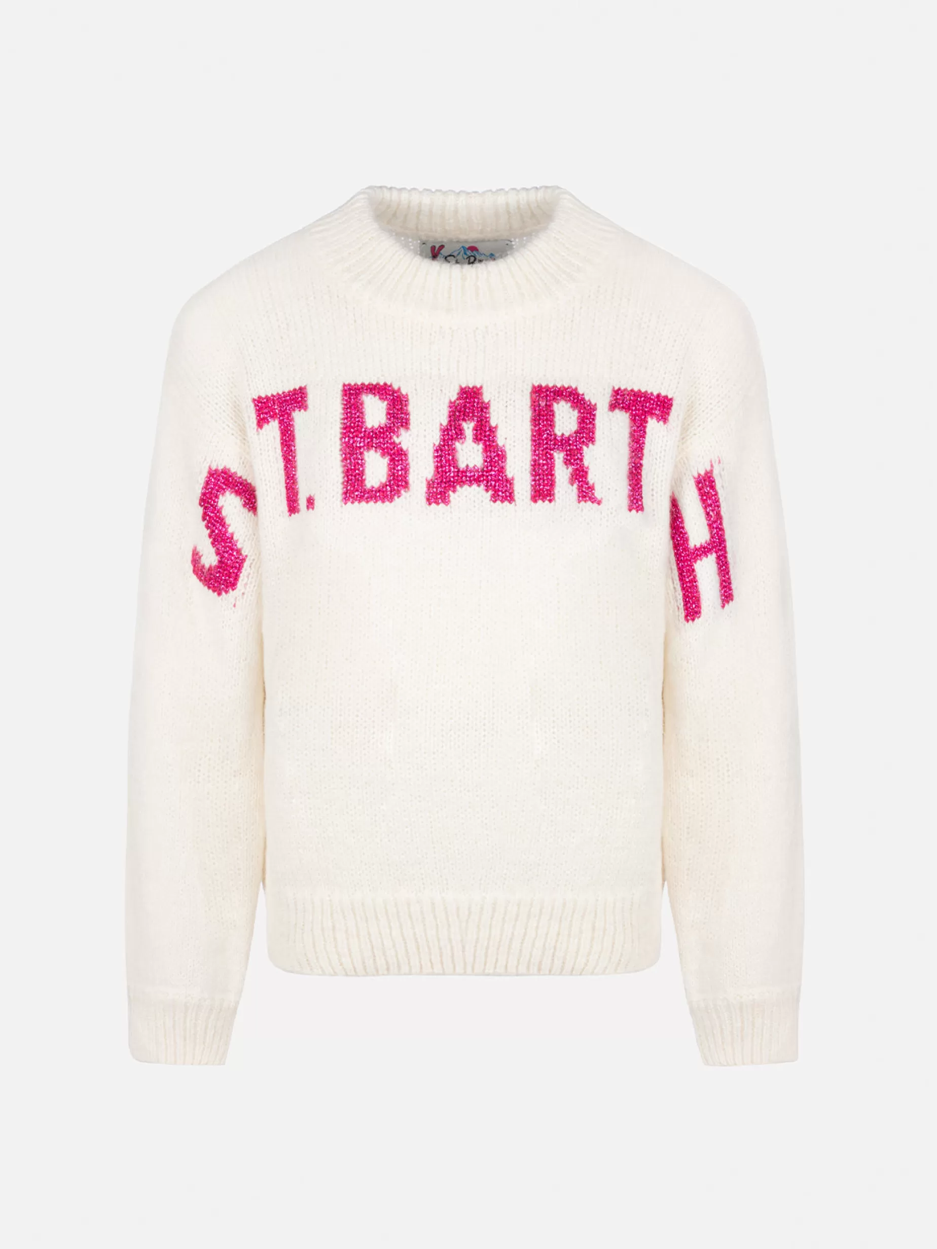 Store Maglione girocollo rosa da bambina Danya con logo Saint Barth in lurex Maglieria | Maglieria