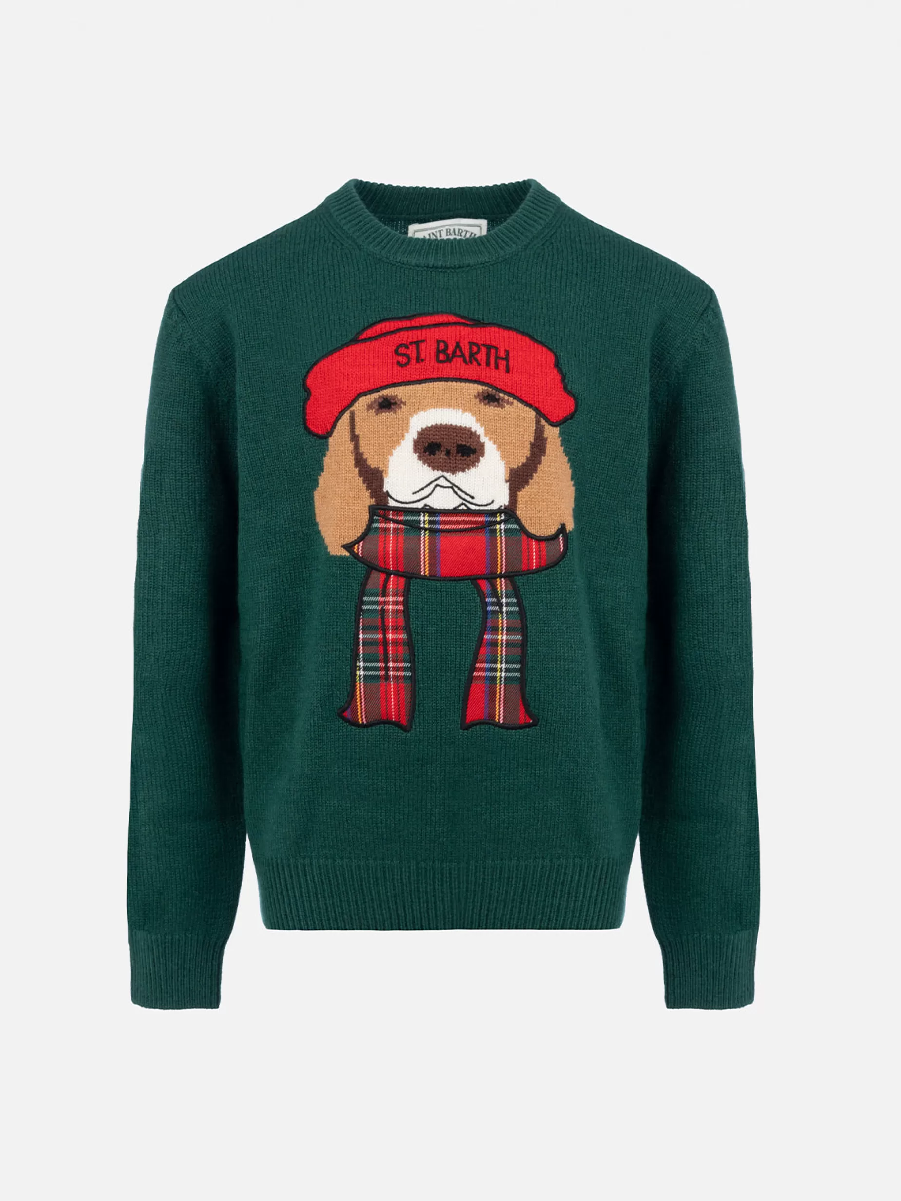 Best Maglione girocollo verde da bambino con sciarpa beagle Douglas Bambino Maglieria