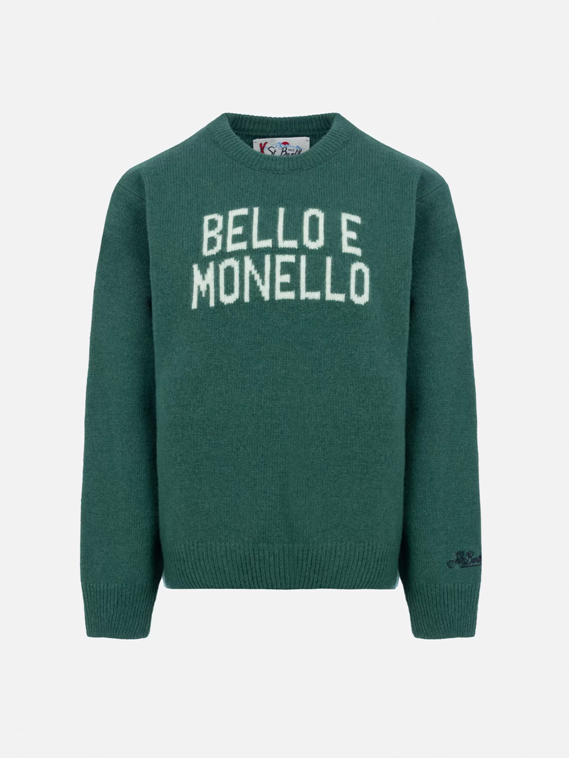 Clearance Maglione girocollo verde da bambino Douglas con stampa Bello e monello Bambino Maglieria