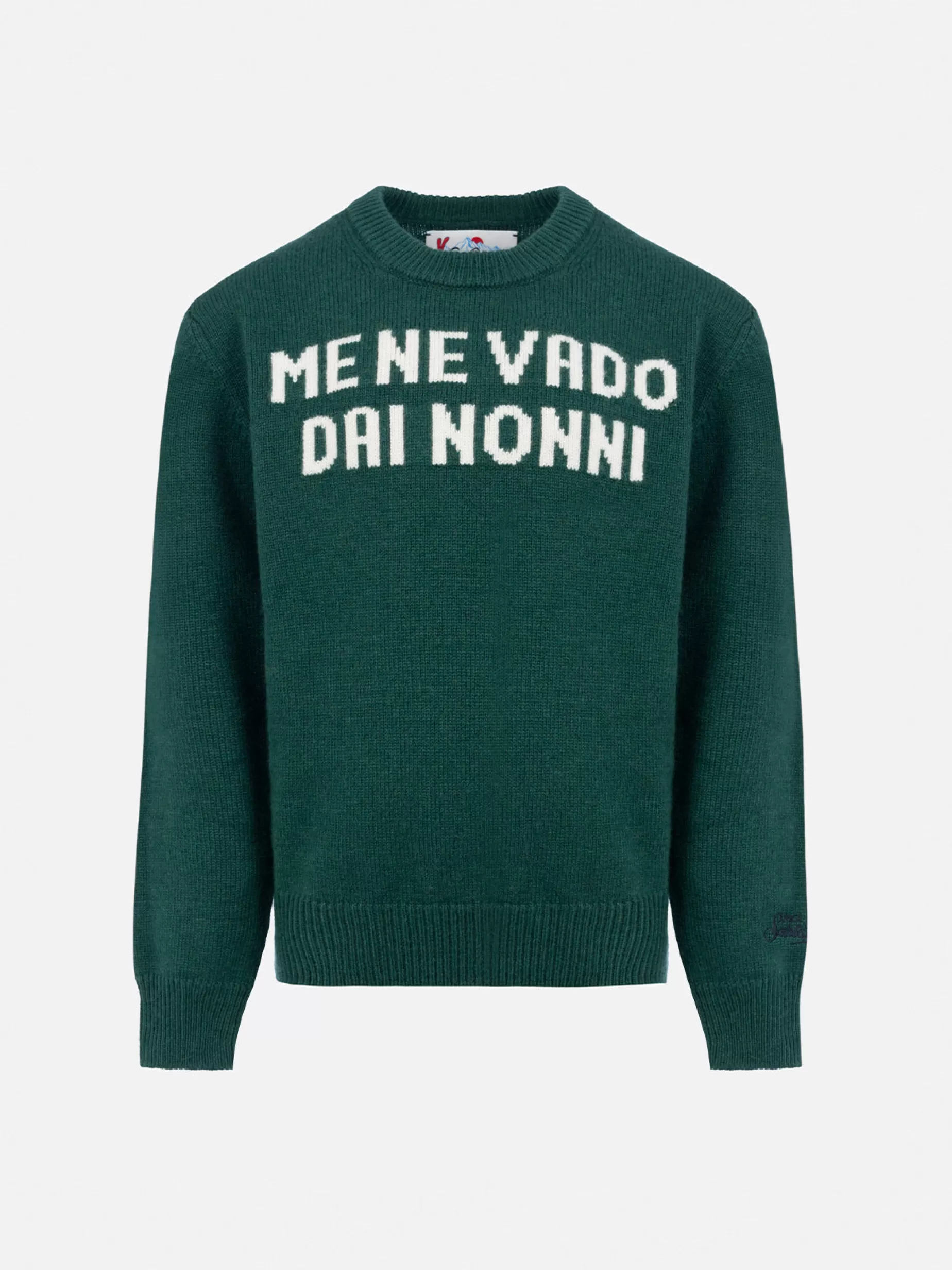 New Maglione girocollo verde da bambino Douglas con stampa Me ne vado dai nonni Bambino Maglieria