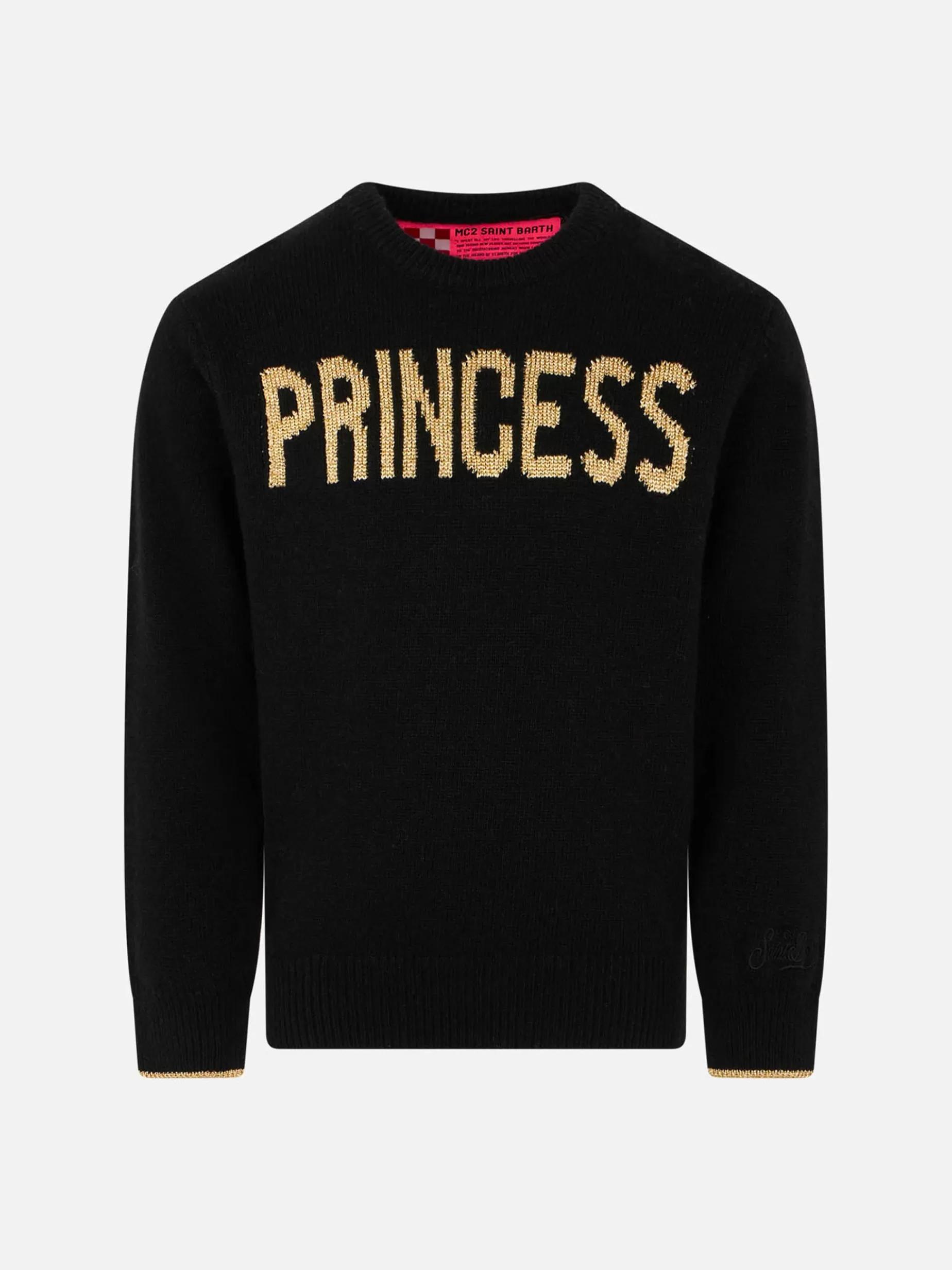 Store Maglione nero da bambina ricamo Princess lurex Maglieria