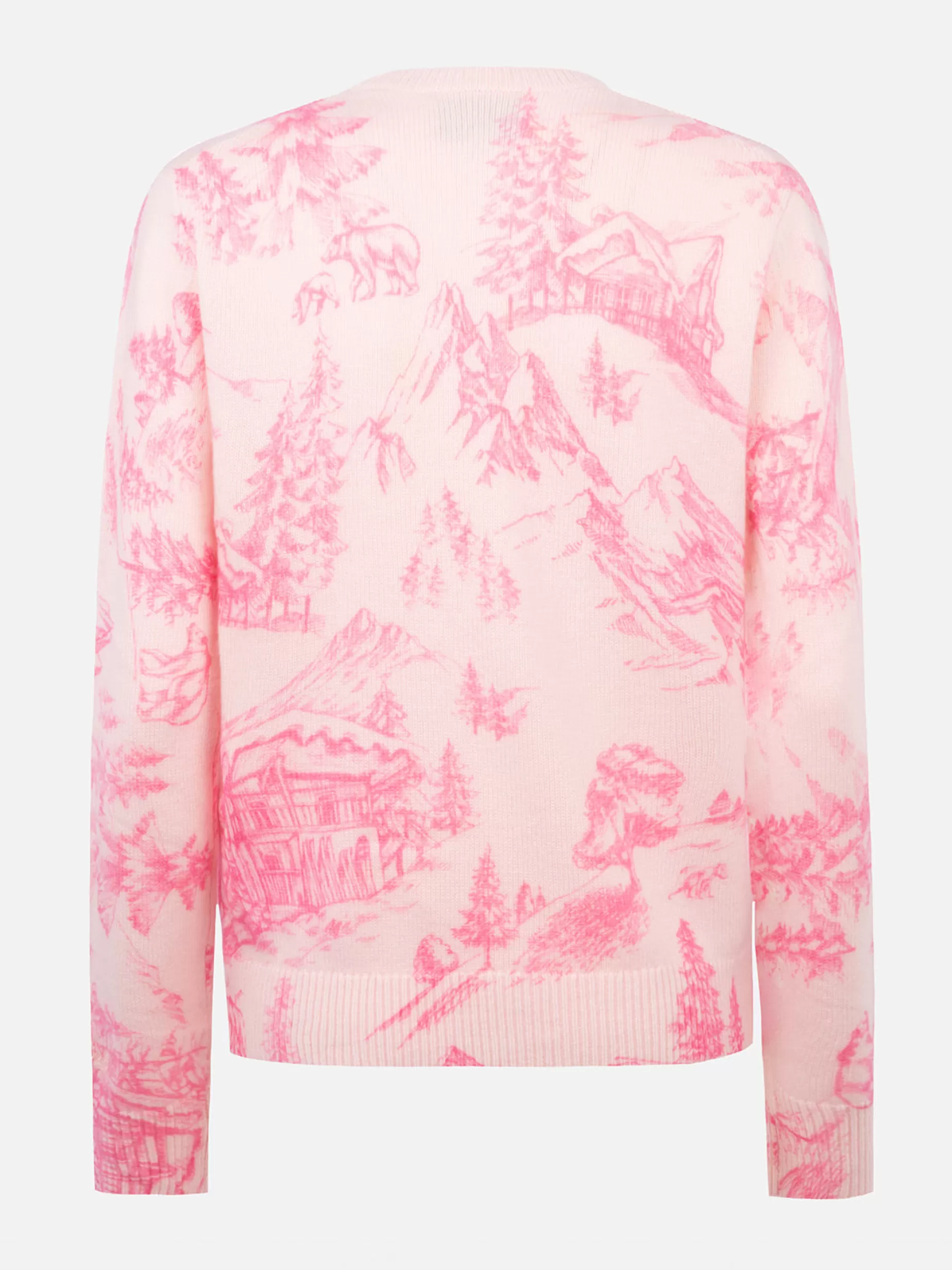 Outlet Maglione rosa da donna New Queen con stampa toile de jouy e ricamo Chalet e Rosè Donna Maglieria