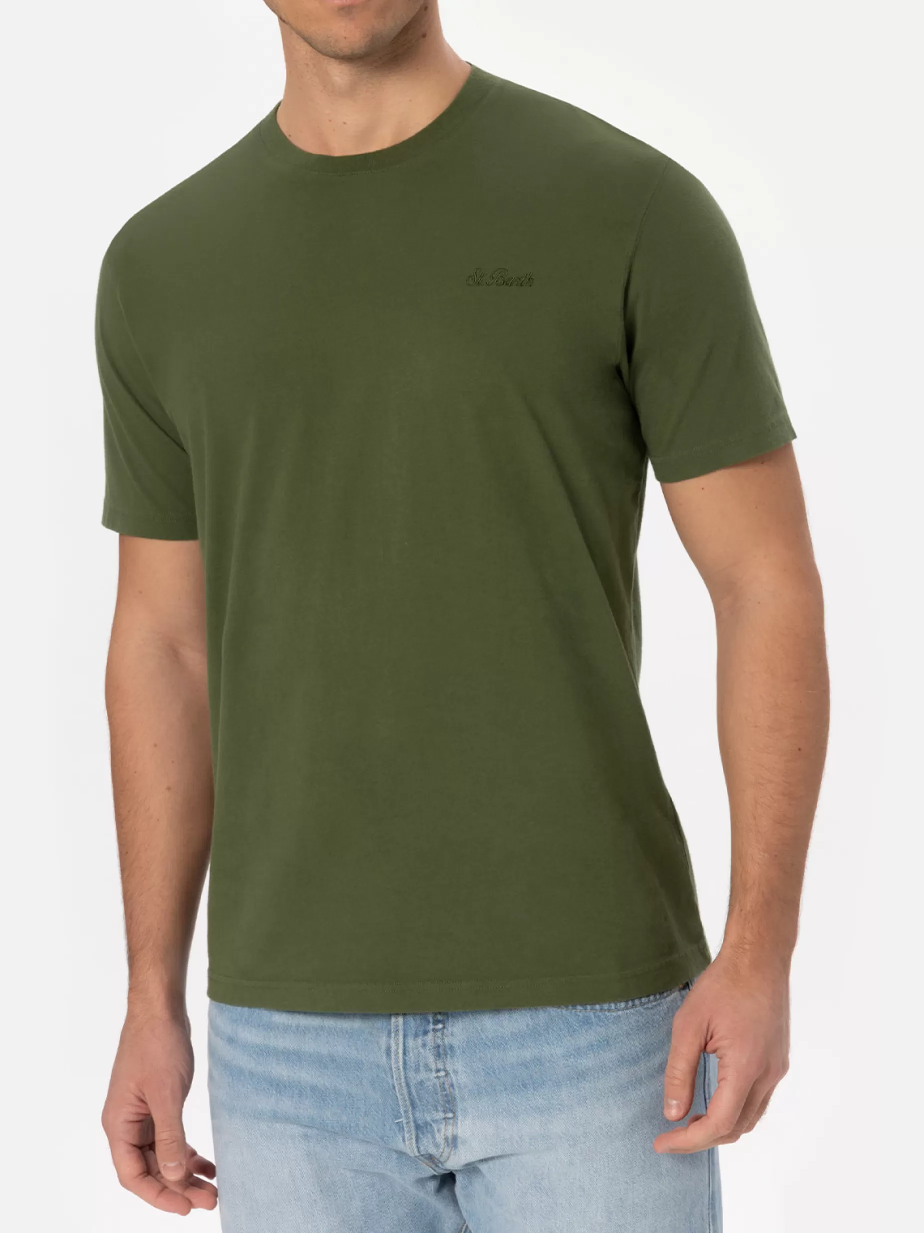 Clearance Man military green t-shirt Arnott with St. Barth embroidery Uomo T-shirts