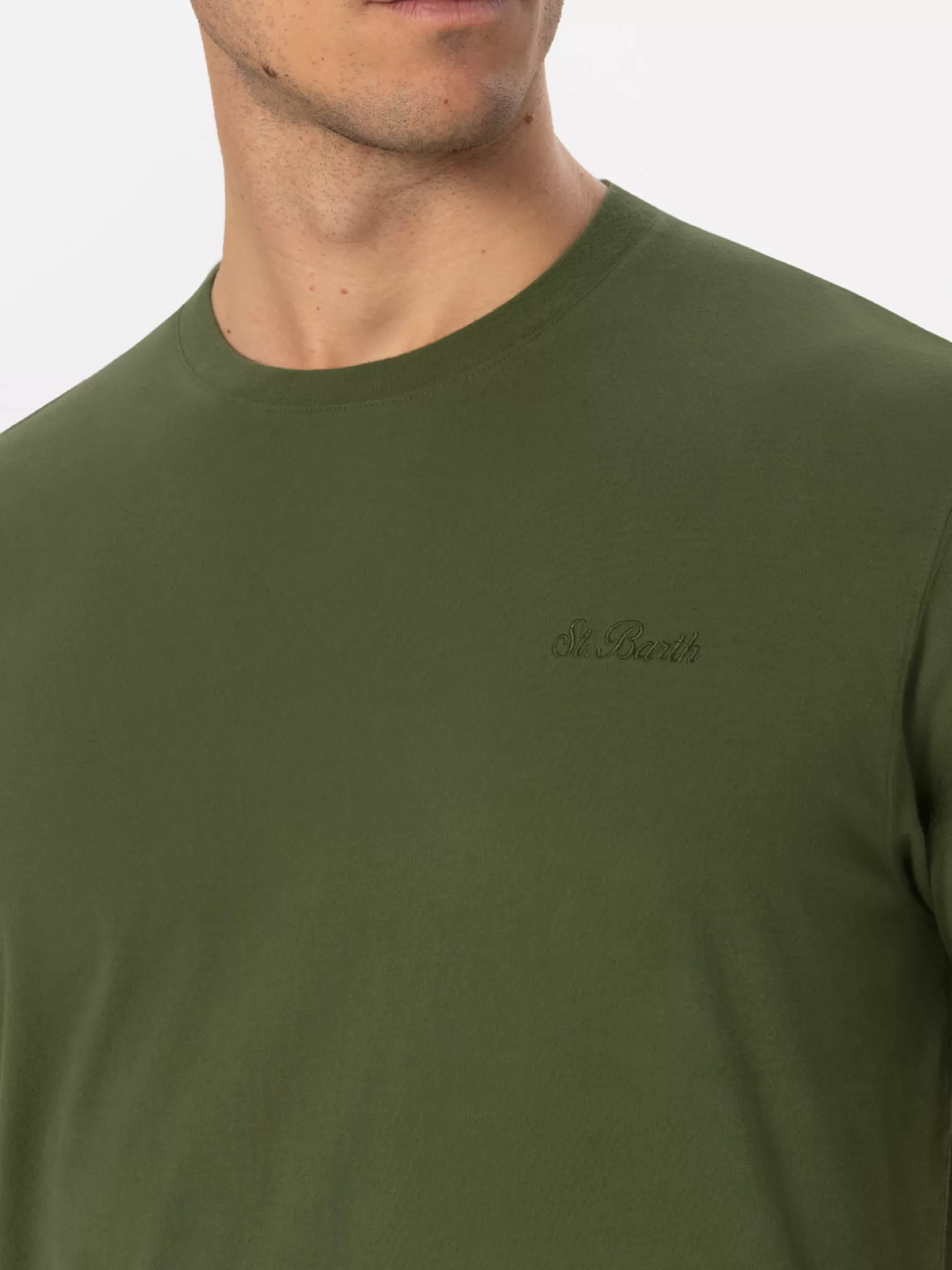 Clearance Man military green t-shirt Arnott with St. Barth embroidery Uomo T-shirts