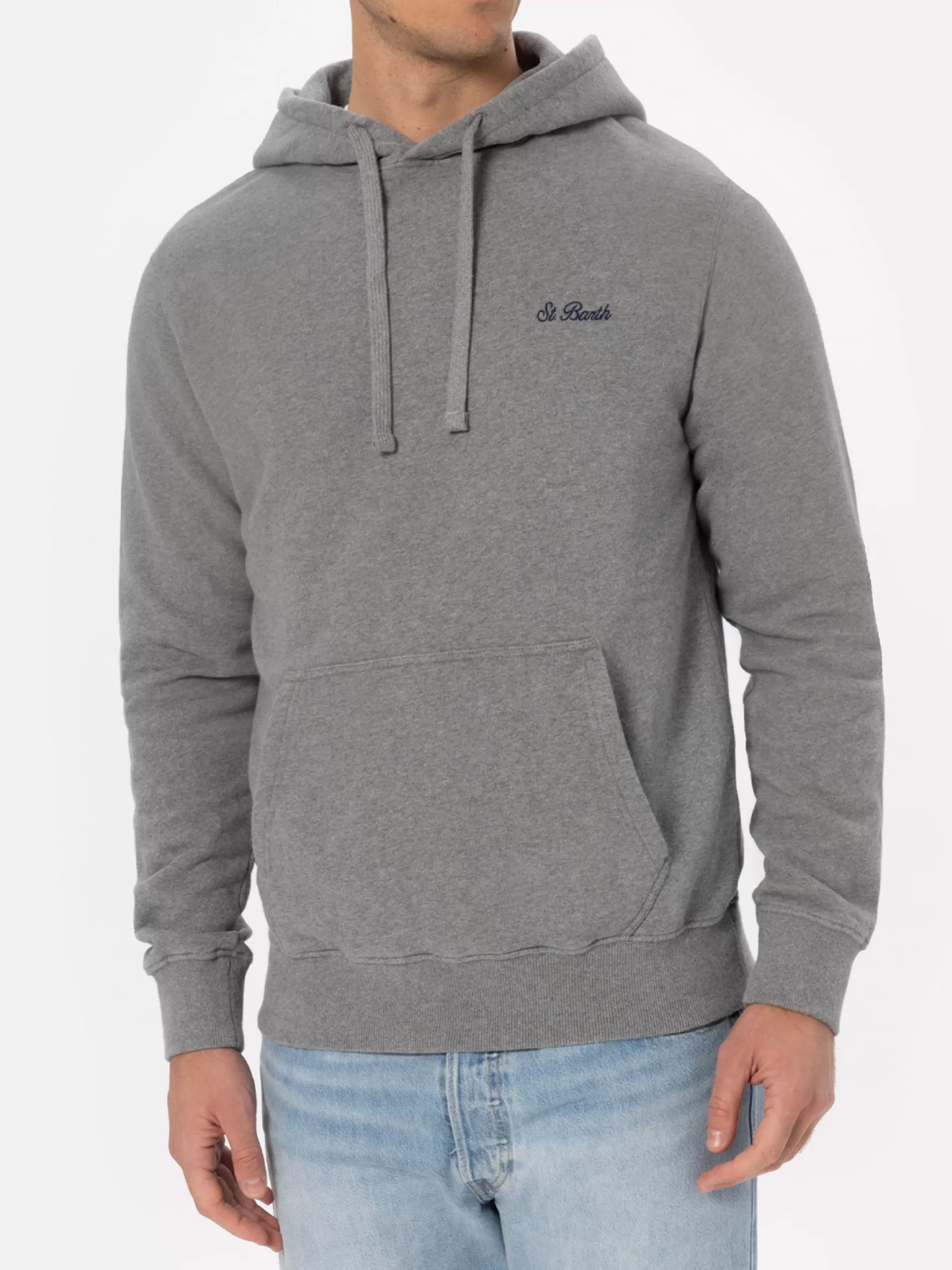 Best Man mélange grey sweatshirt Tribeca with St. Barth embroidery Uomo Felpe