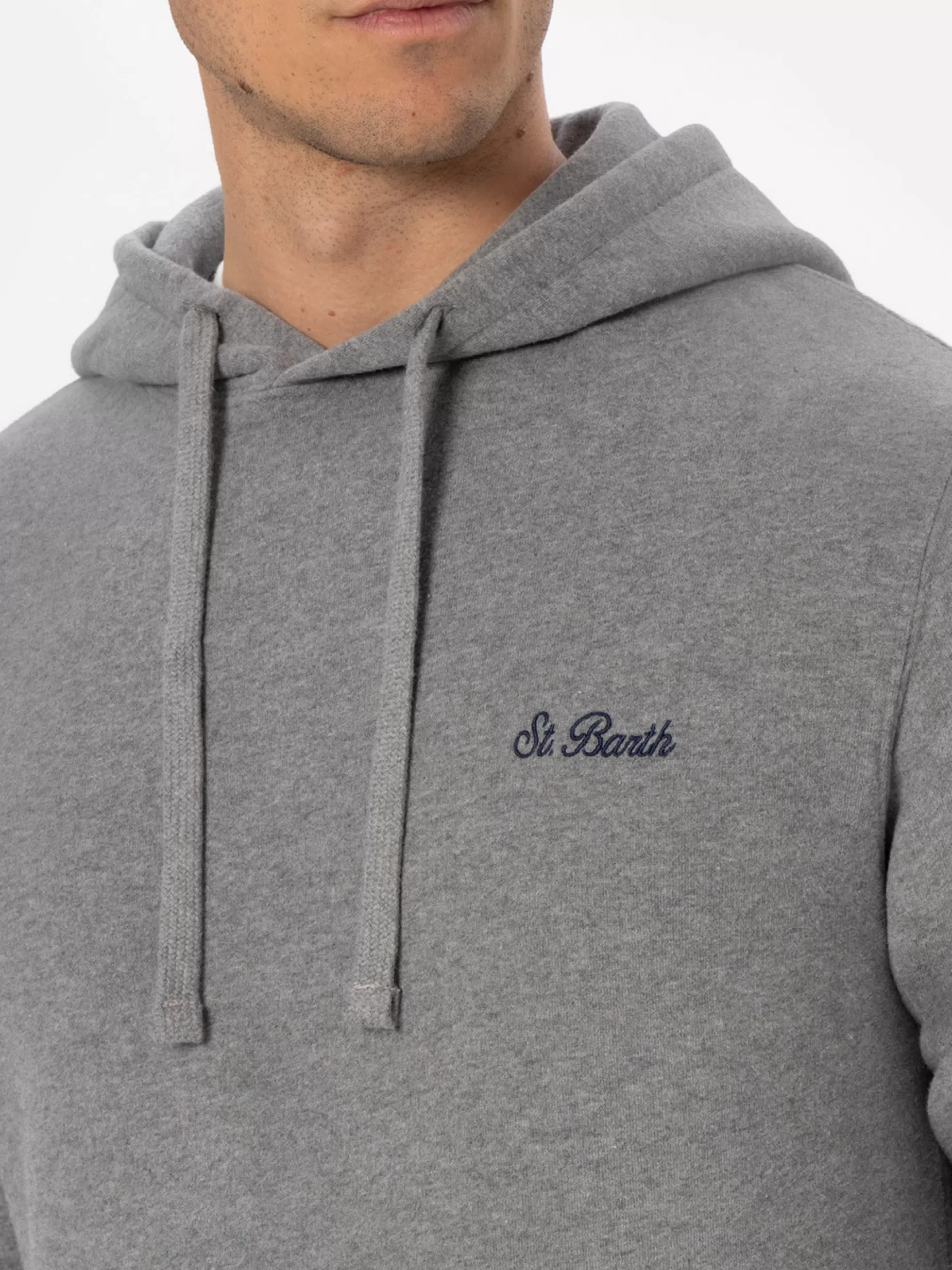 Best Man mélange grey sweatshirt Tribeca with St. Barth embroidery Uomo Felpe