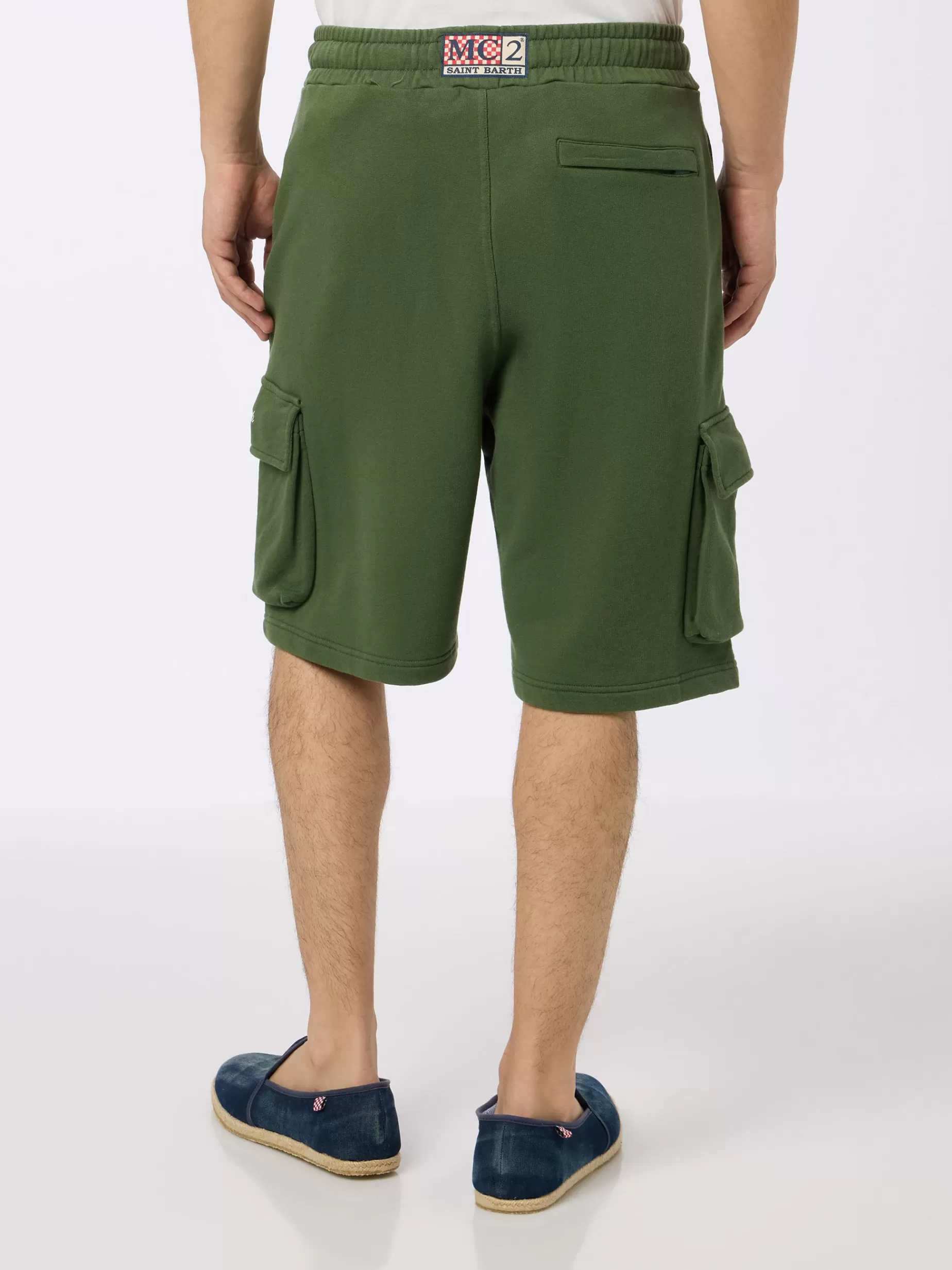 Outlet Pantaloncini cargo da uomo verde militare Cargy Uomo Bermuda E Pantaloni