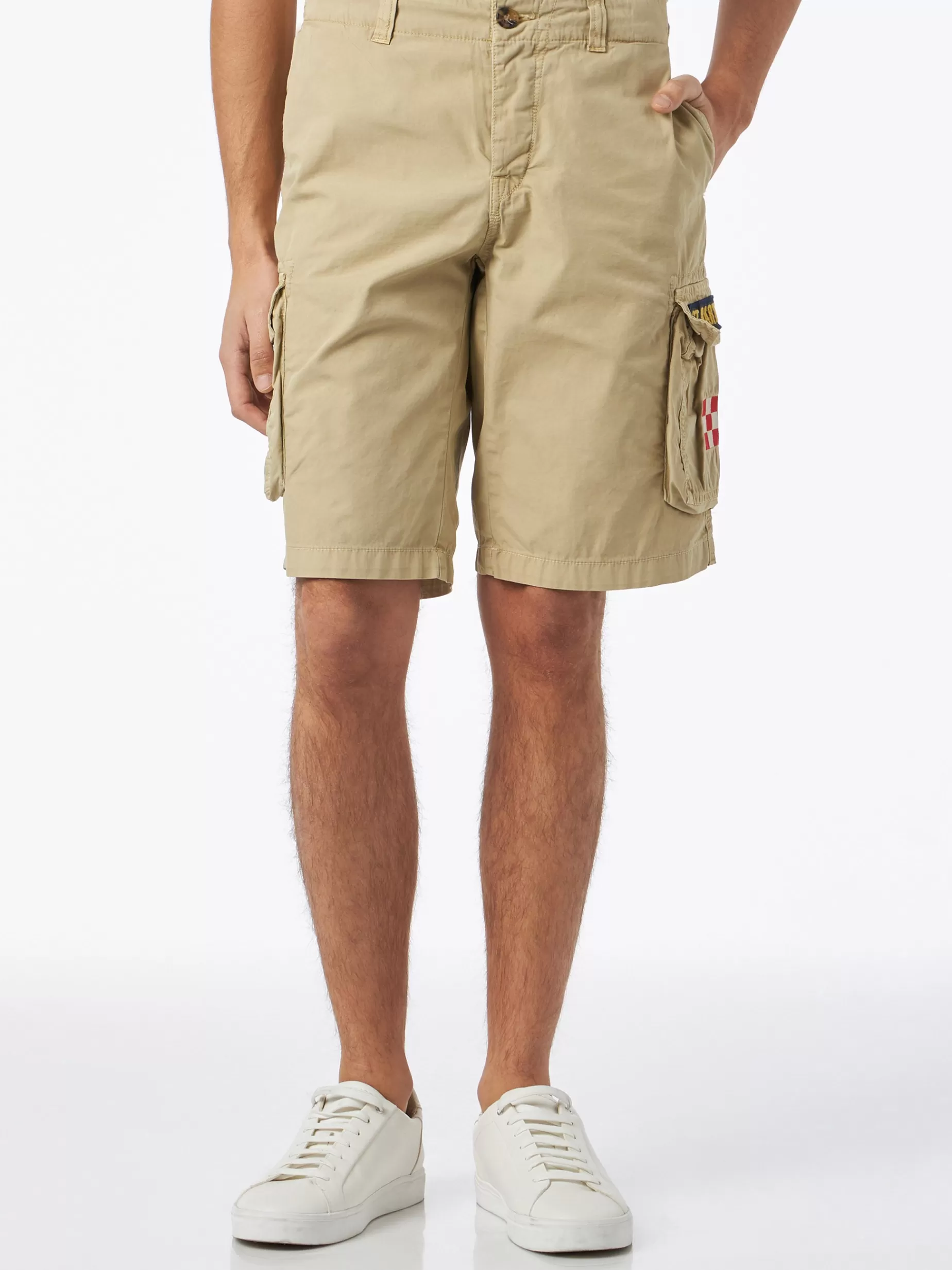 New Pantaloncini cargo da uomo in cotone beige Uomo Bermuda E Pantaloni