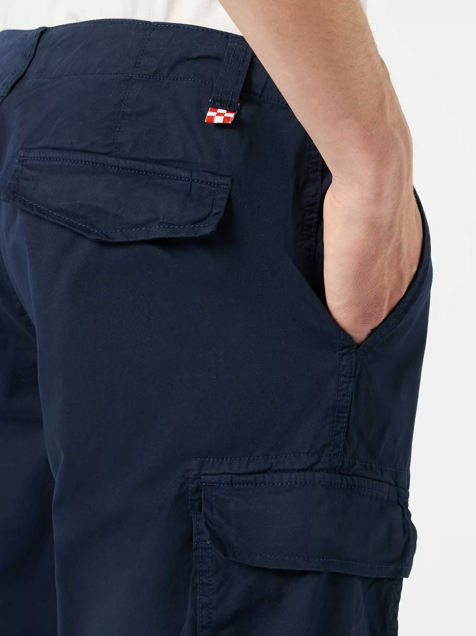 Sale Pantaloncino cargo da uomo in cotone blu Uomo Bermuda E Pantaloni