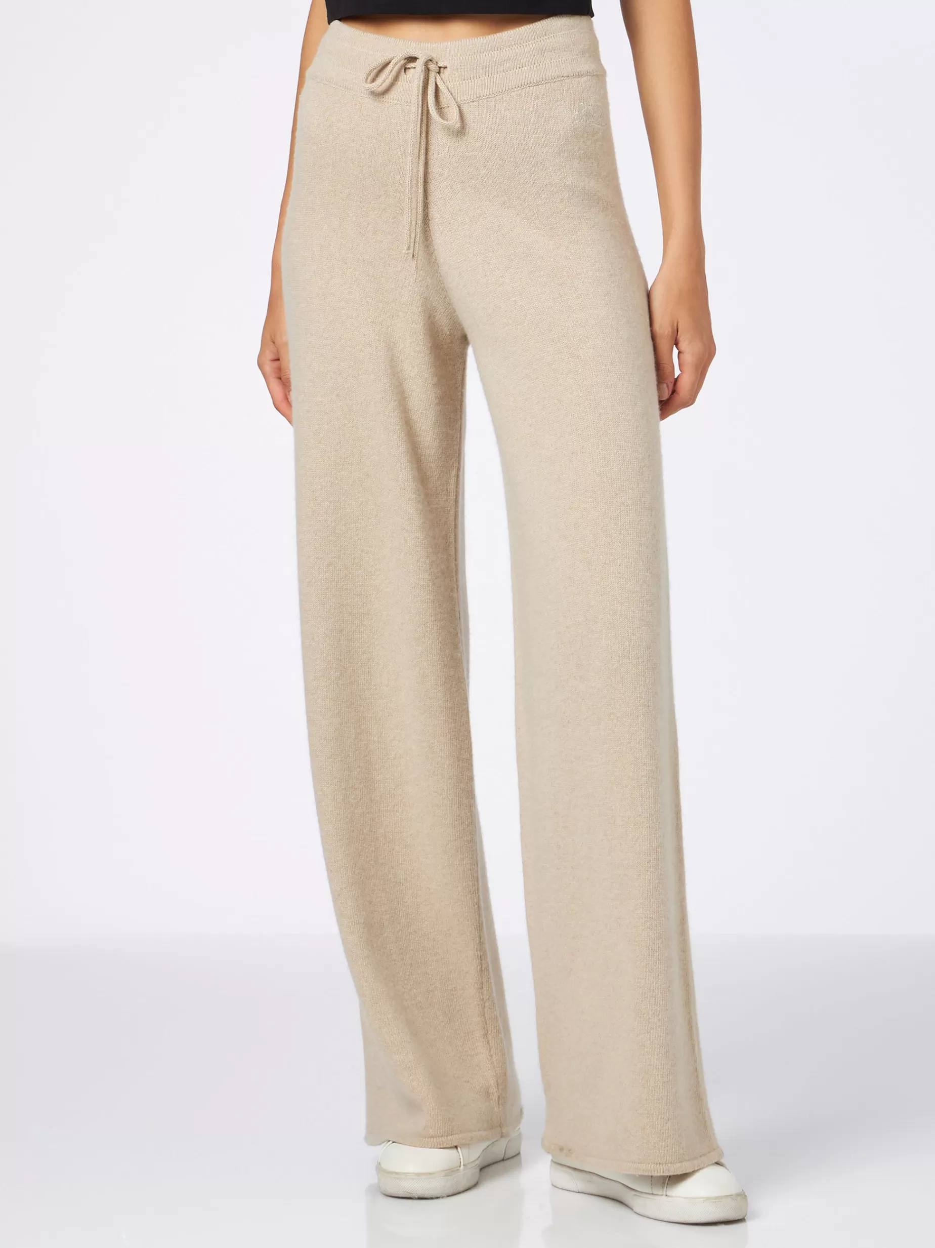 New Pantalone a palazzo beige in maglia Donna Gonne