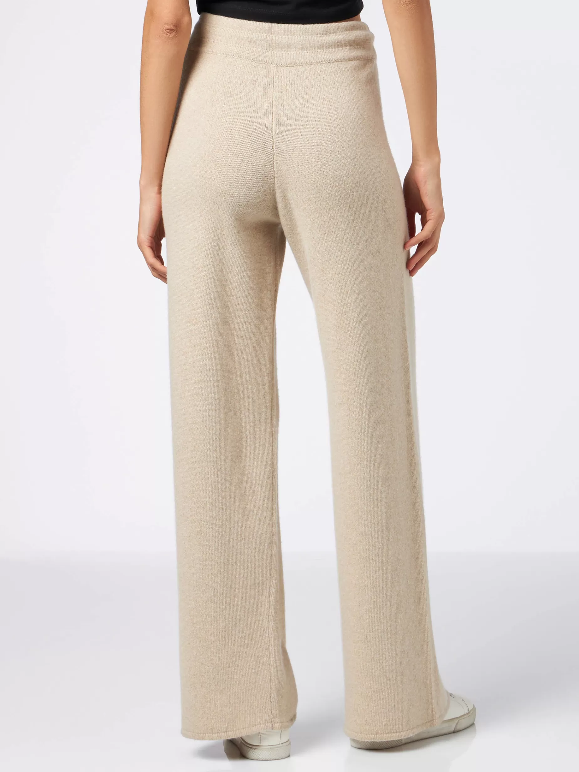 New Pantalone a palazzo beige in maglia Donna Gonne