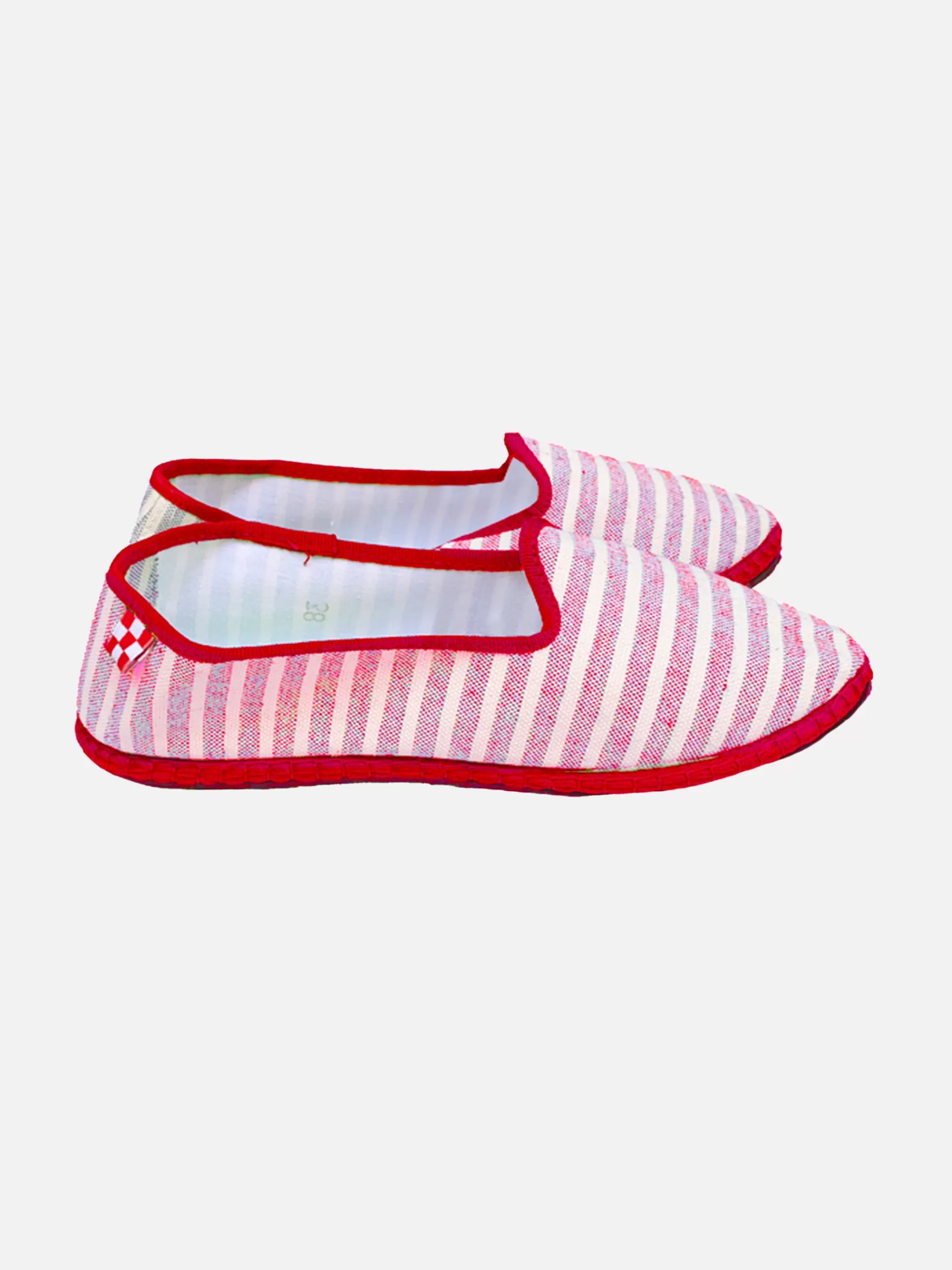 Sale Pantofole friulane in tela a righe rosse Donna Calzature