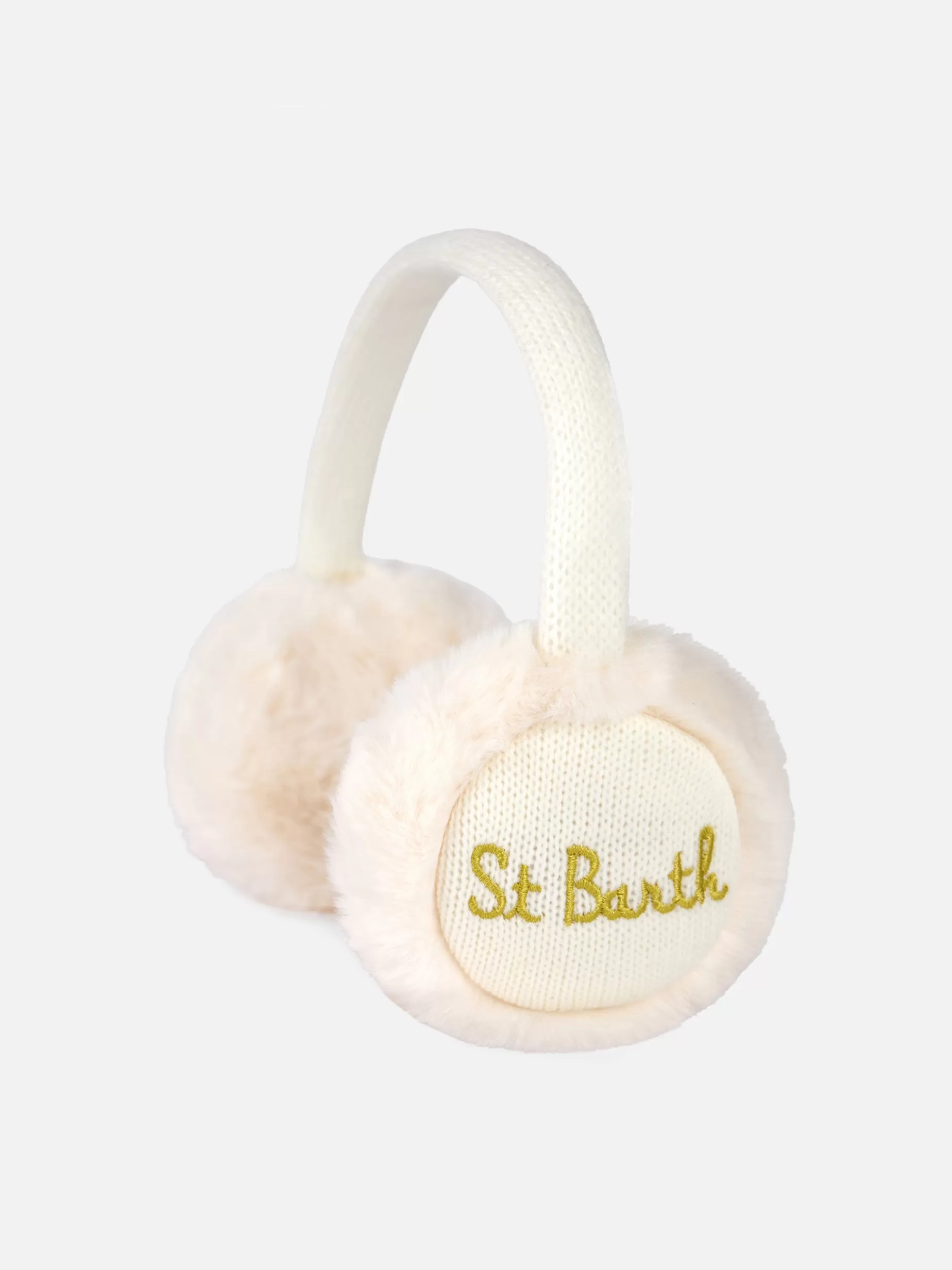 Best Paraorecchie da donna in tricot bianco con dettagli pelosi Donna Cappelli E Berretti