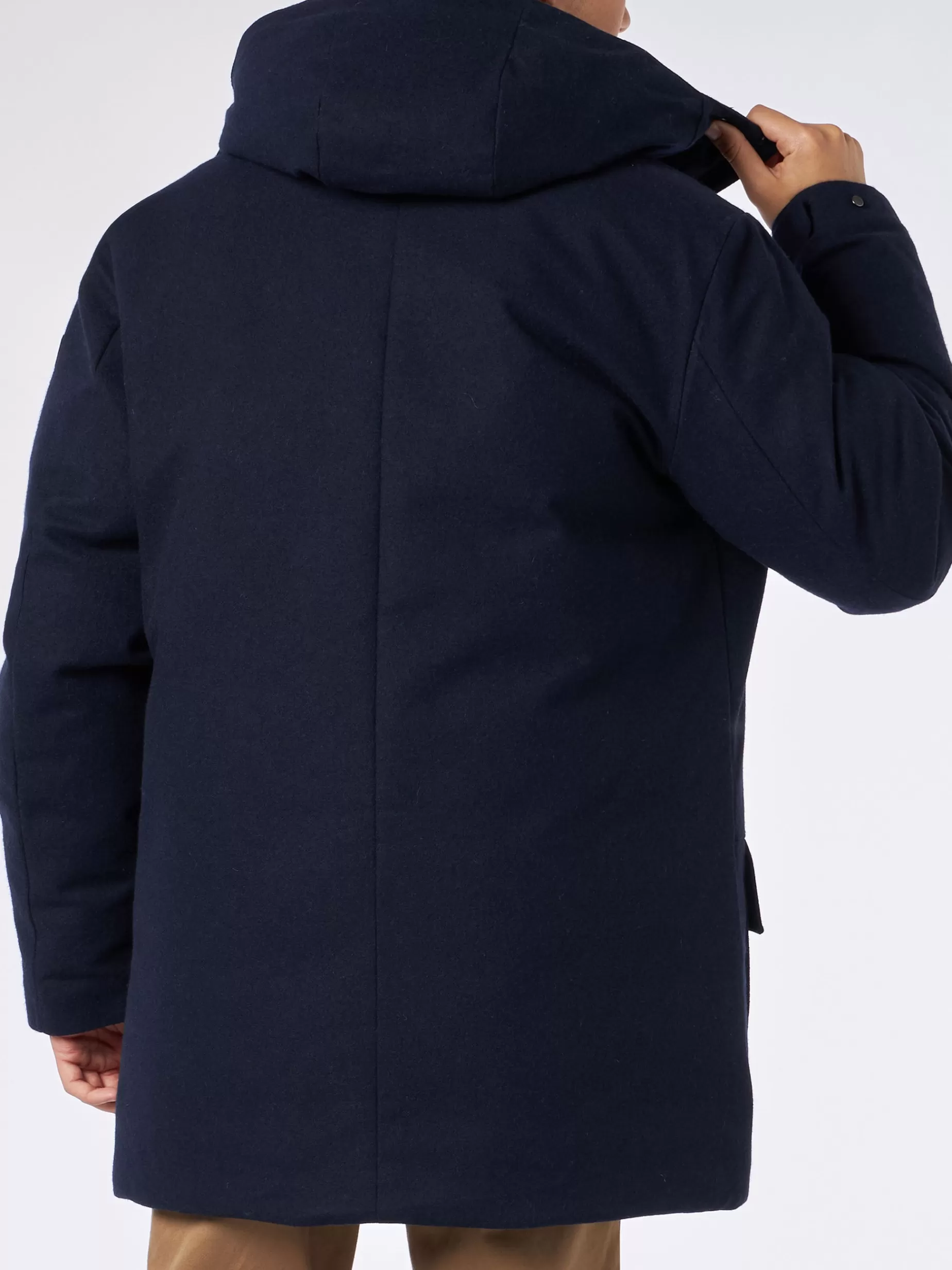 Clearance Parka blu da uomo con cappuccio Uomo Capispalla