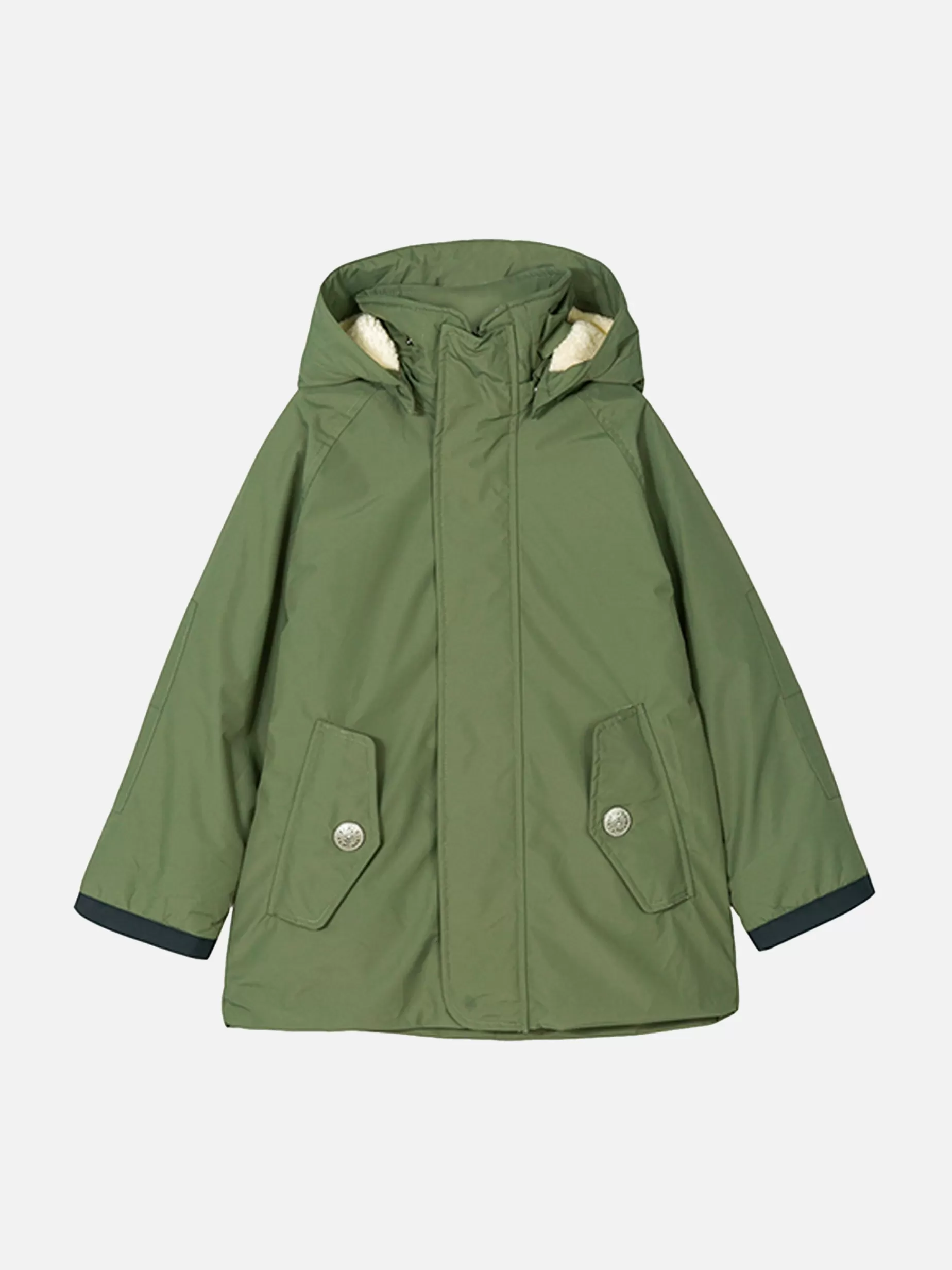 New Parka da bambino verde militare con cappuccio Bambino Capispalla