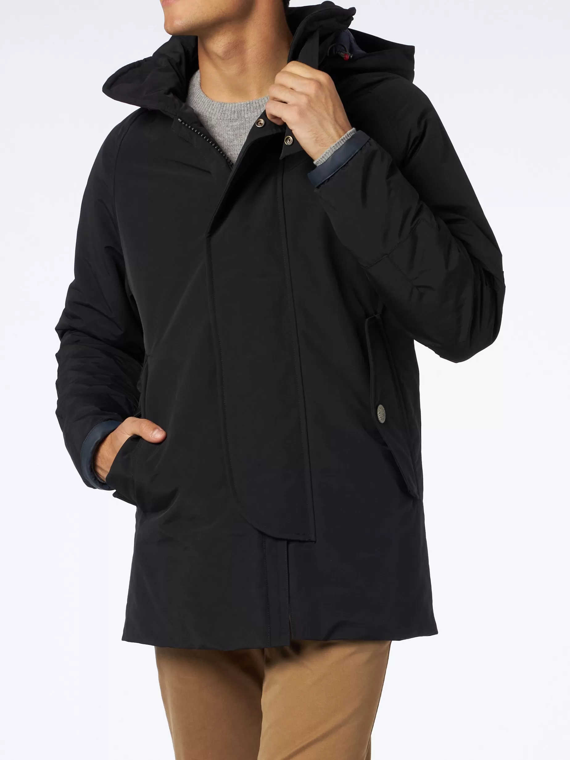 Clearance Parka da uomo Voyager grigio con cappuccio Uomo Capispalla